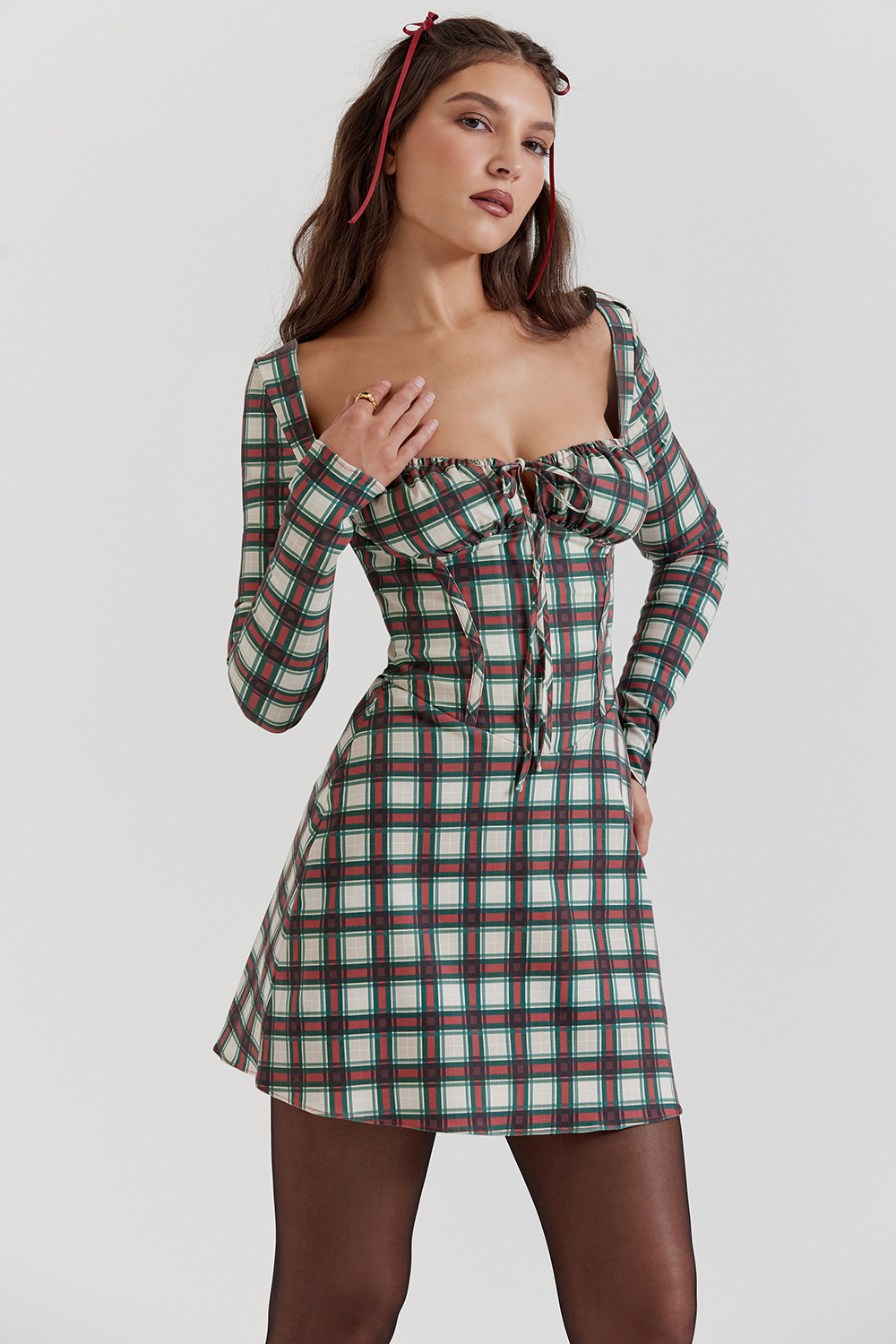 Malika Red Tartan Corset Mini Dress - luluinthesky