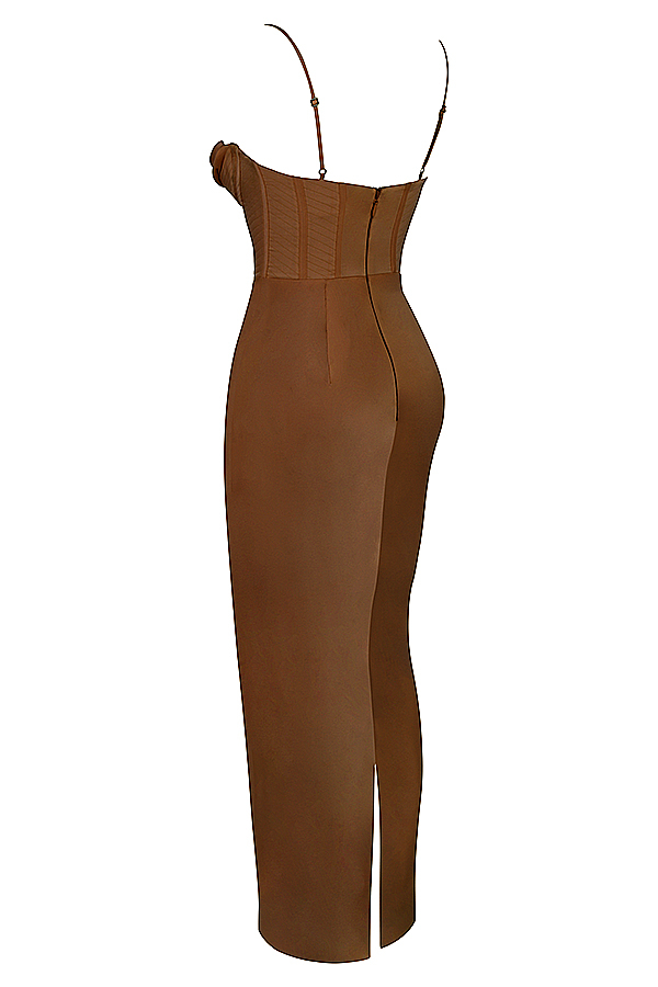 Charmaine Chocolate Corset Maxi Dress - luluinthesky