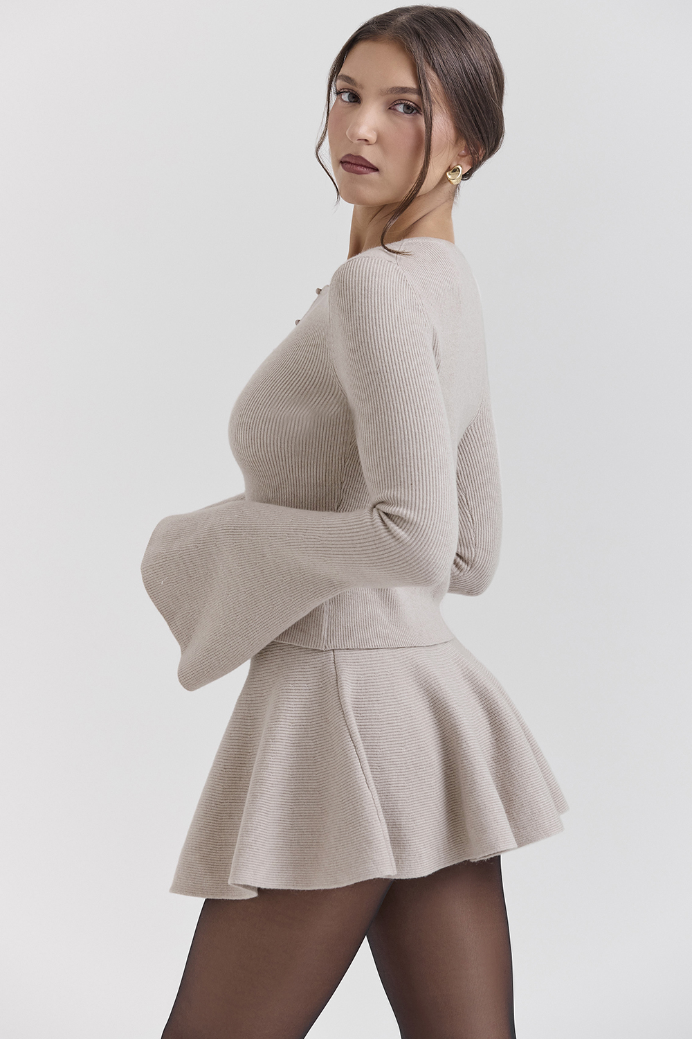 Aster Biscuit Wool Cashmere Long Sleeve Cardigan - luluinthesky