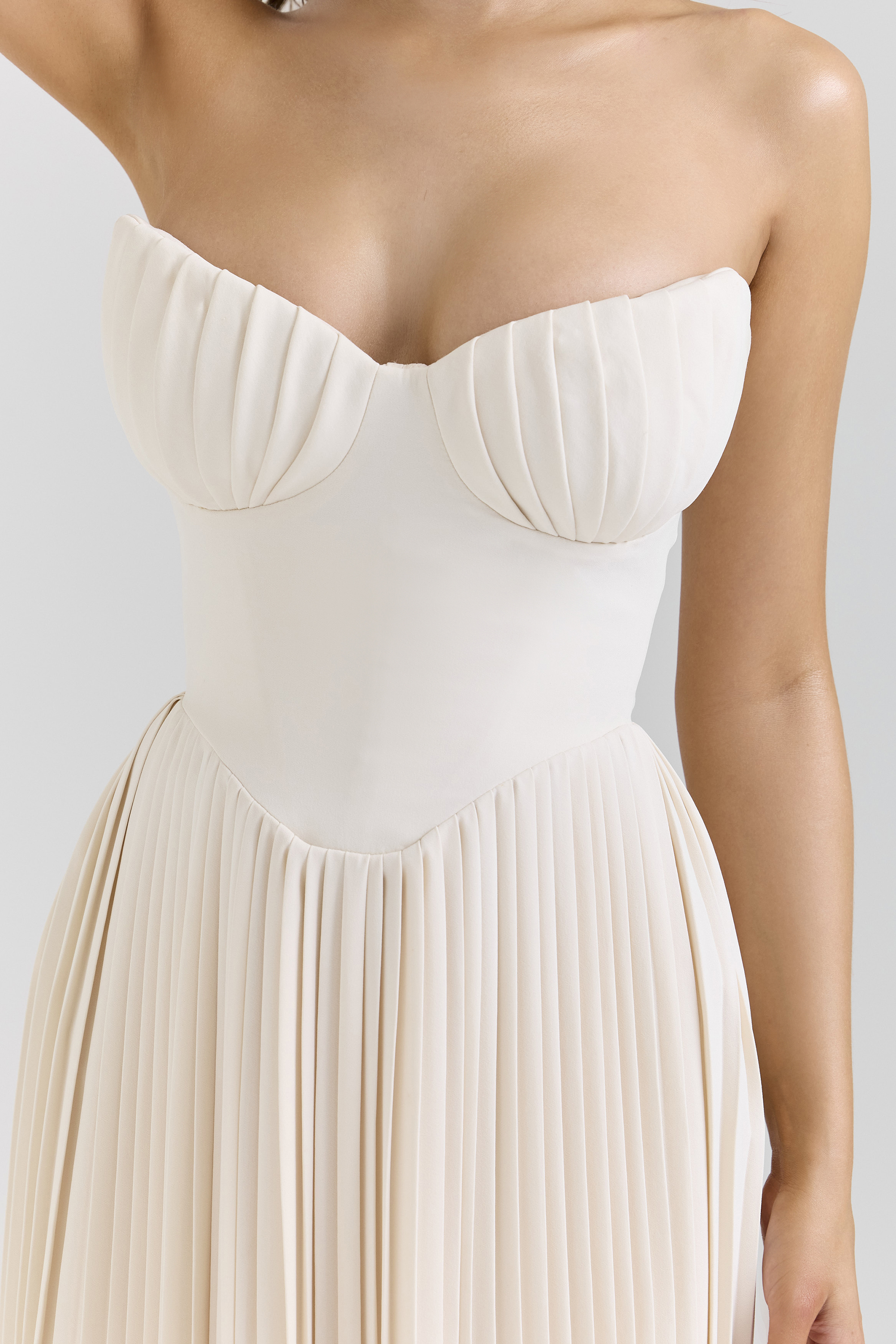 Marcella Ivory Georgette Pleated Maxi Dress - luluinthesky