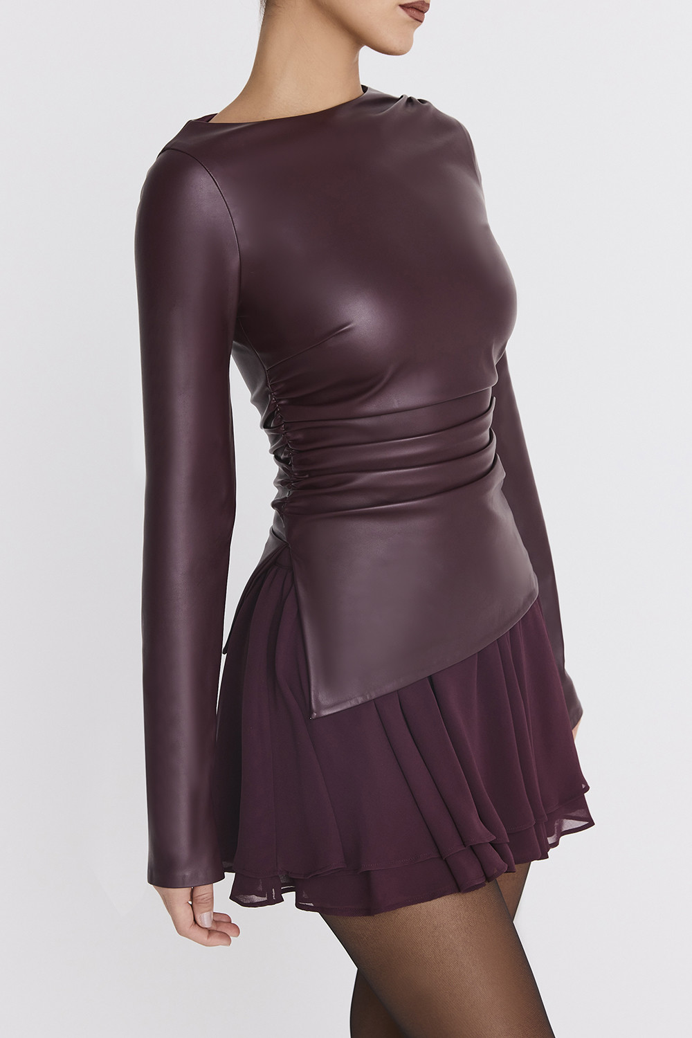 Mistress Rocks Dark Plum Floaty Layered Mini Skirt - SALE - luluinthesky