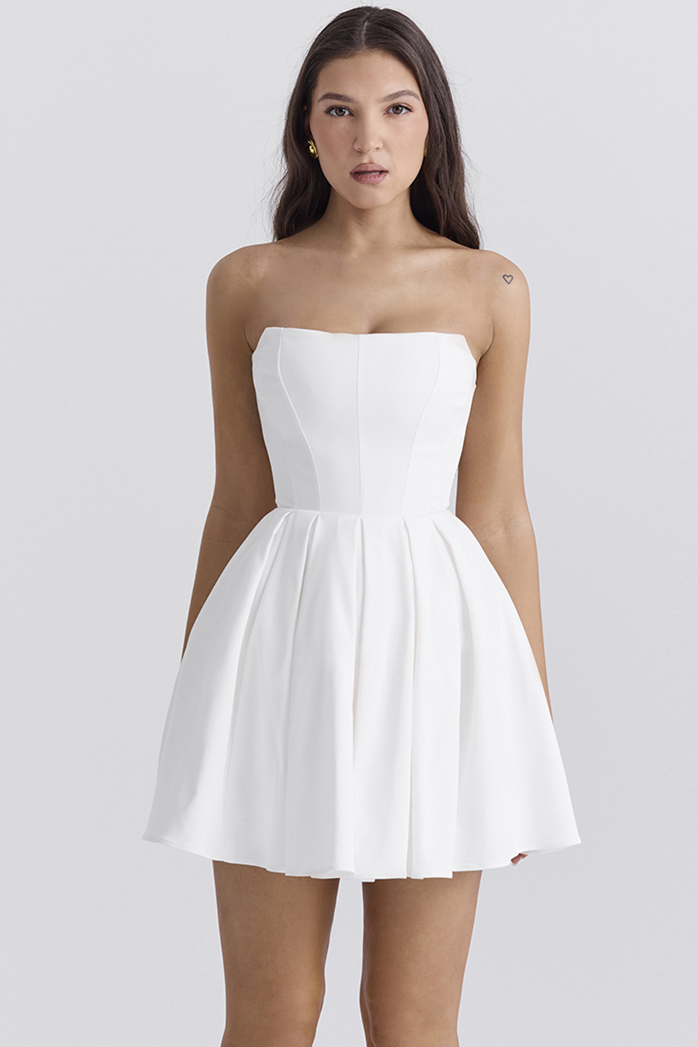 Emmanuela White Strapless Pleated Mini Dress - luluinthesky