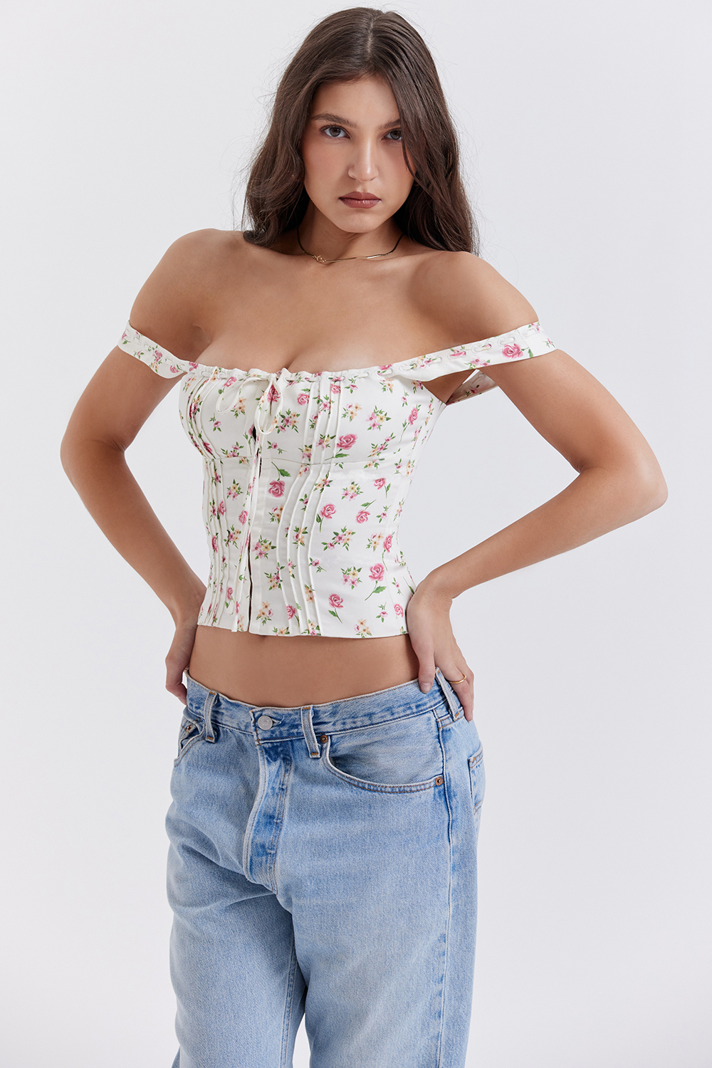 Chicca Rose Print Floral Top - luluinthesky