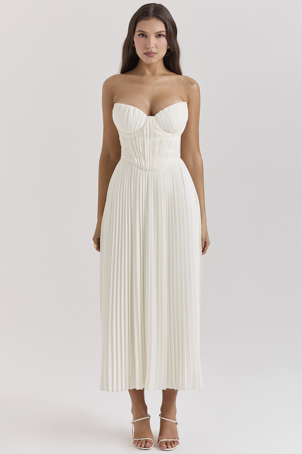 Amorata Ivory Pleated Maxi Dress - luluinthesky