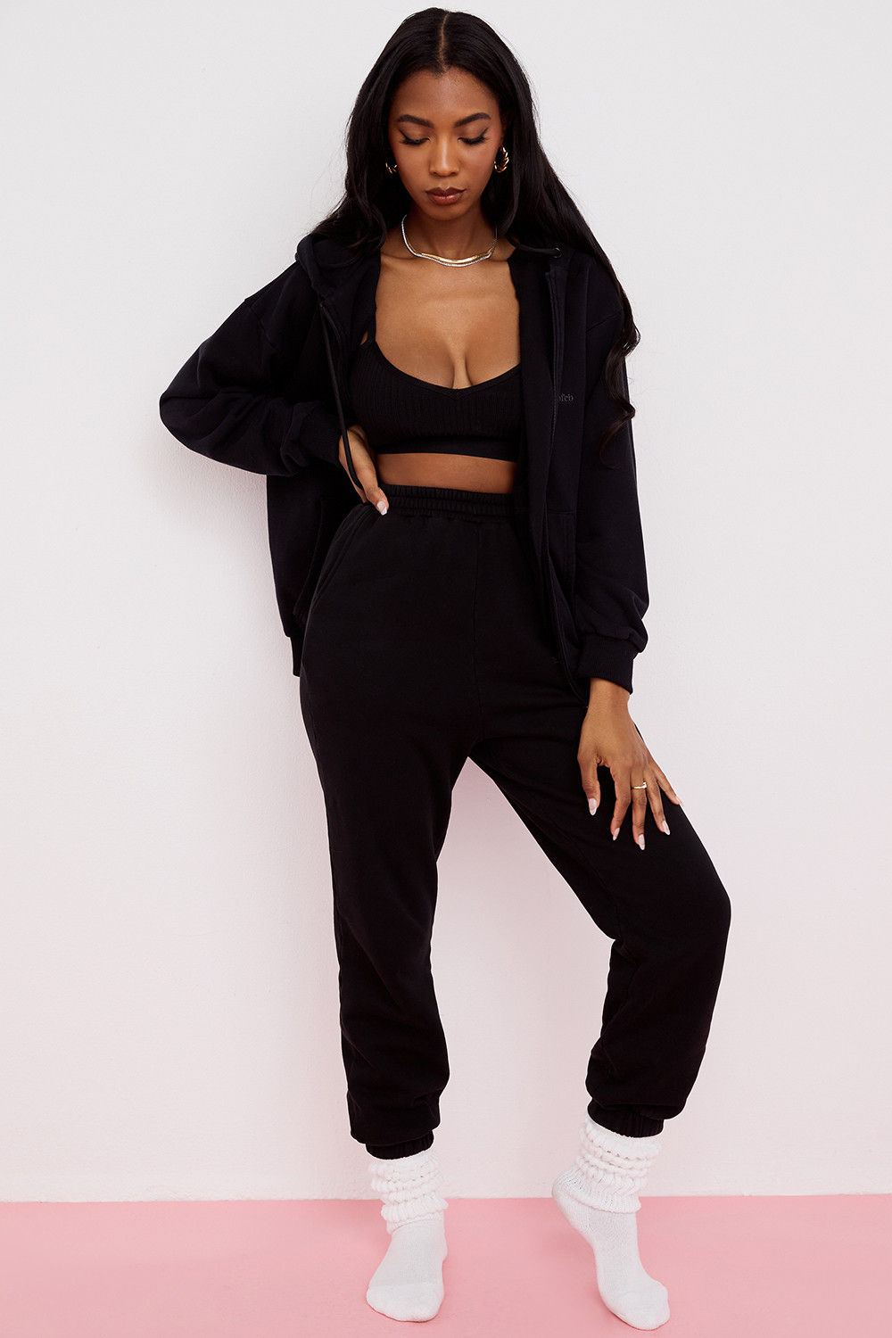 Storm Ink Cotton Fleece-Back Zip Through Hoodie - luluinthesky