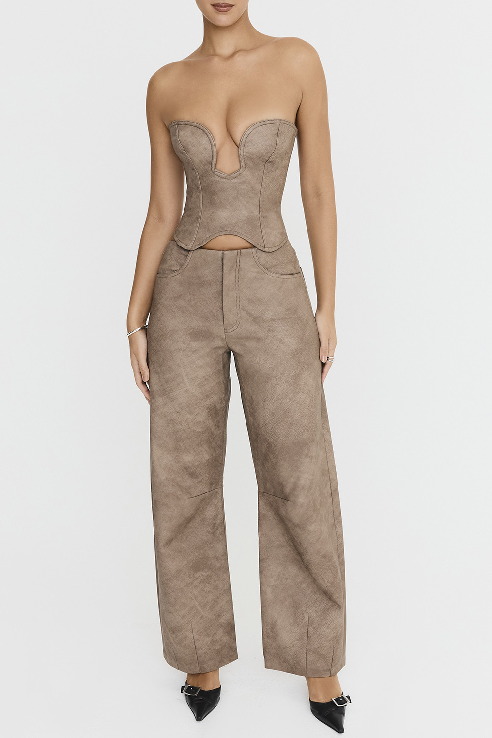 Mistress Rocks Mocha Vegan Leather Balloon Trousers - SALE - luluinthesky