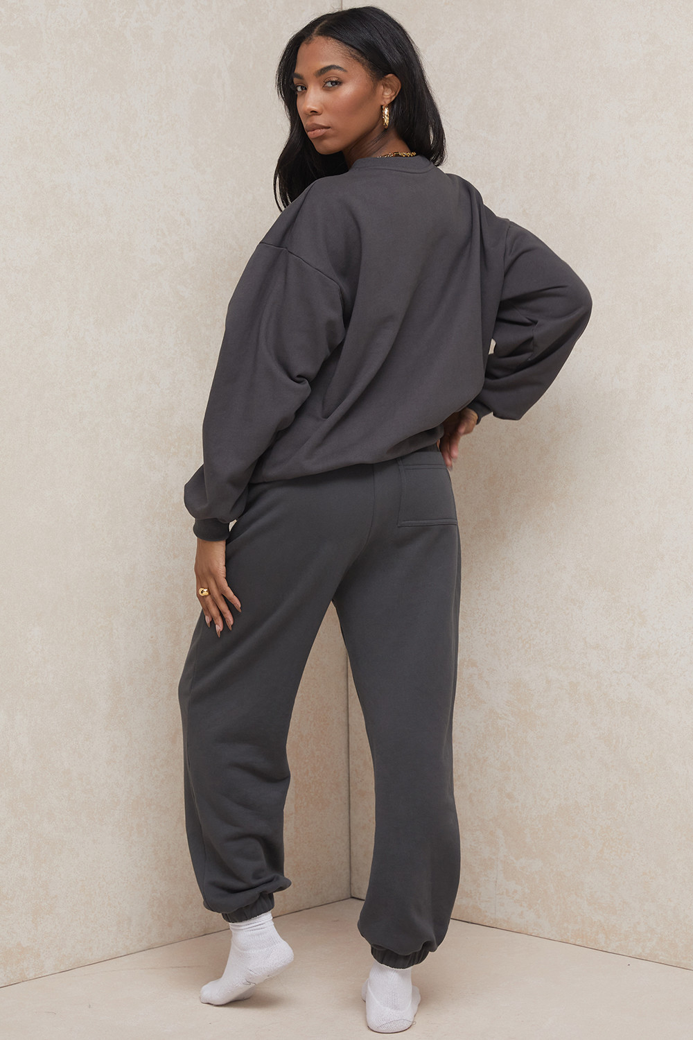 Sky Charcoal Fleece Back Jogging Trousers - luluinthesky