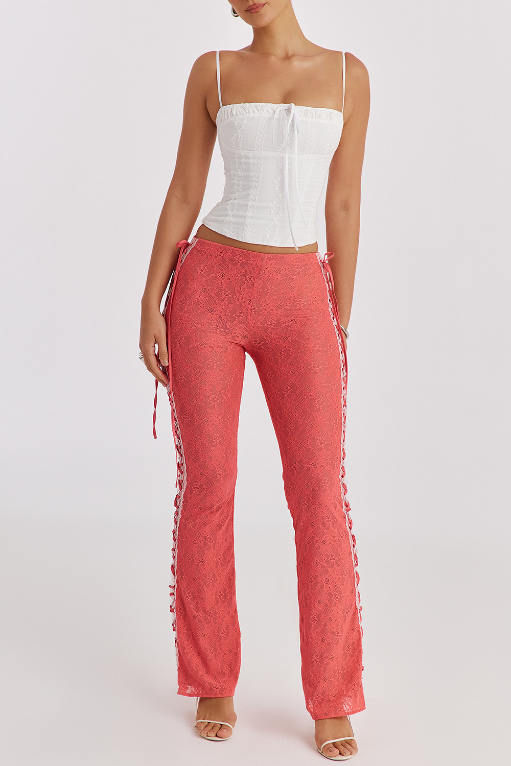 Mistress Rocks Grapefruit Lace Up Trousers - SALE - luluinthesky