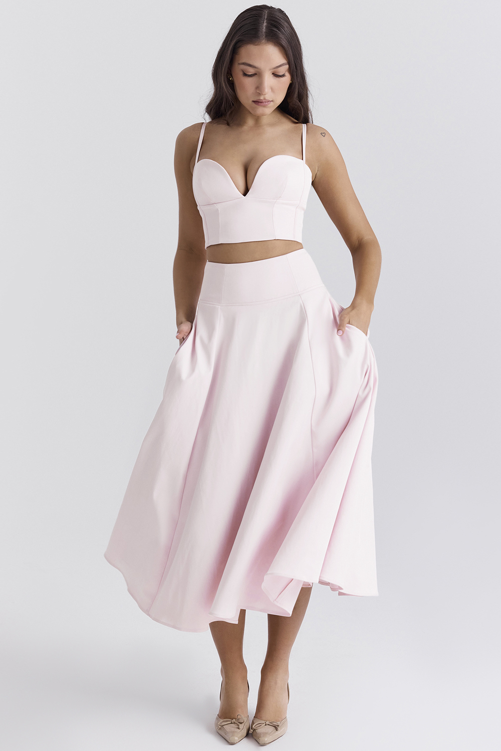 Rita Ballerina Pink A-Line Midi Skirt - luluinthesky