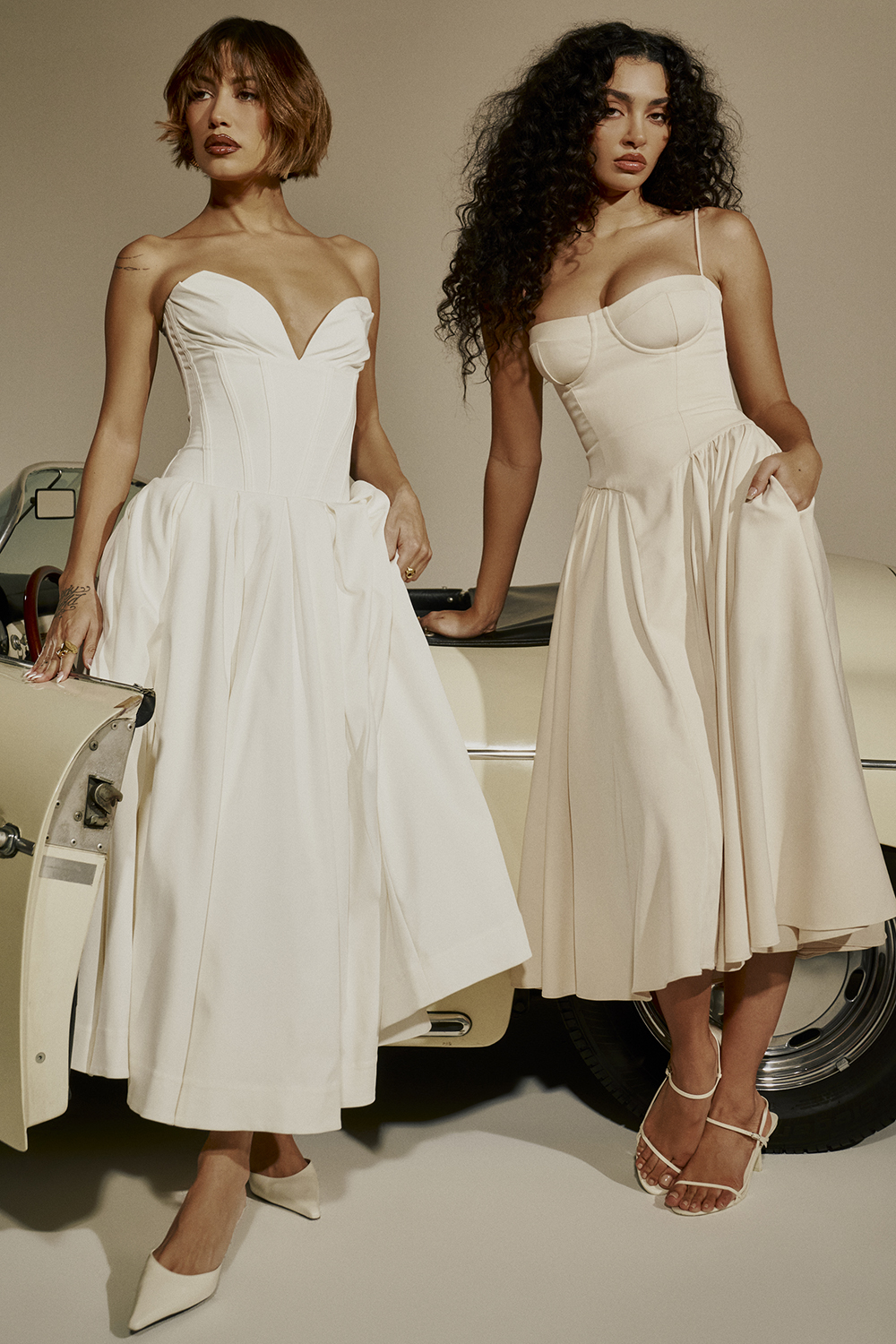 Lady White Strapless Midi Dress - luluinthesky