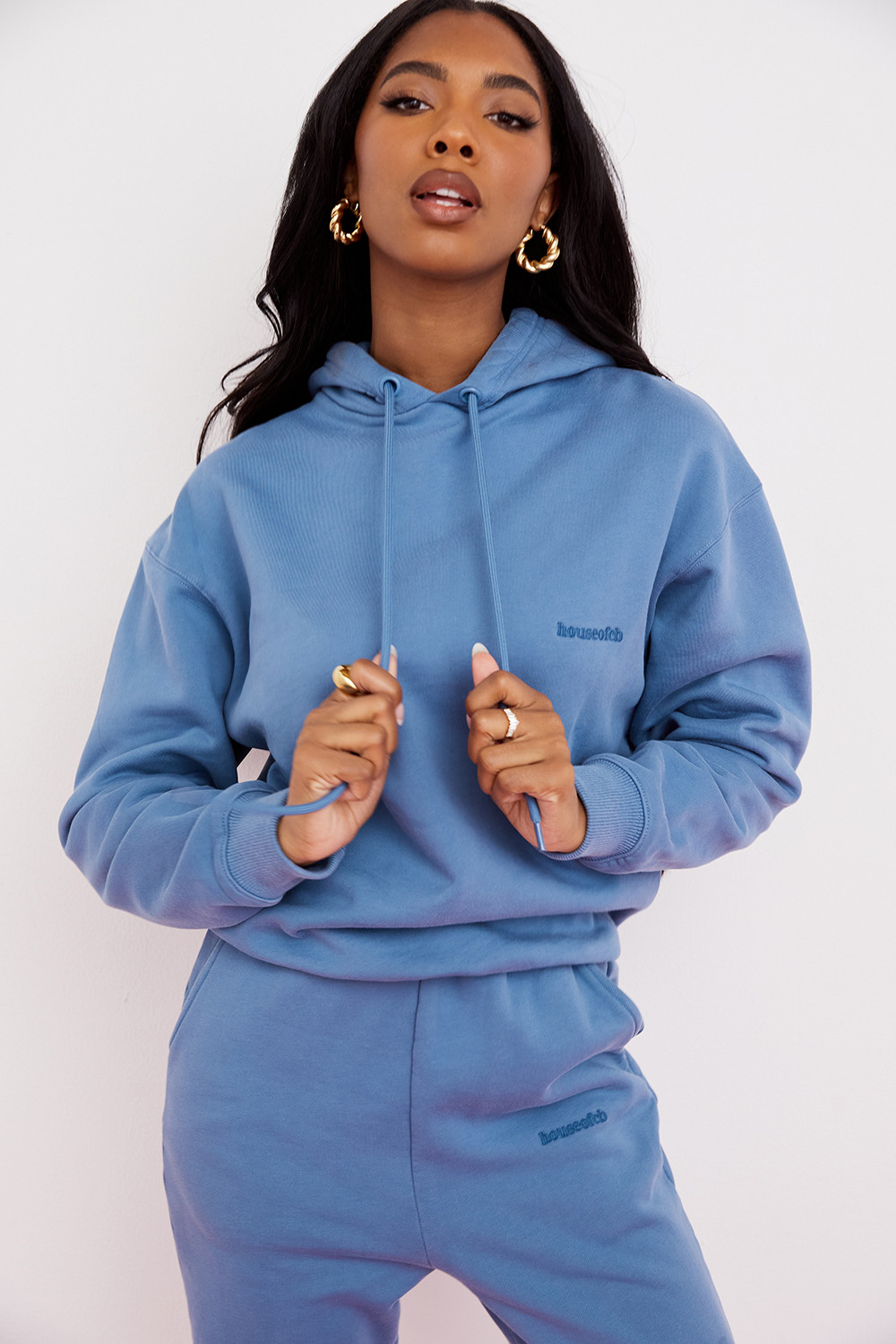 Halo Azure Cotton Fleece-Back Oversized Hoodie - luluinthesky