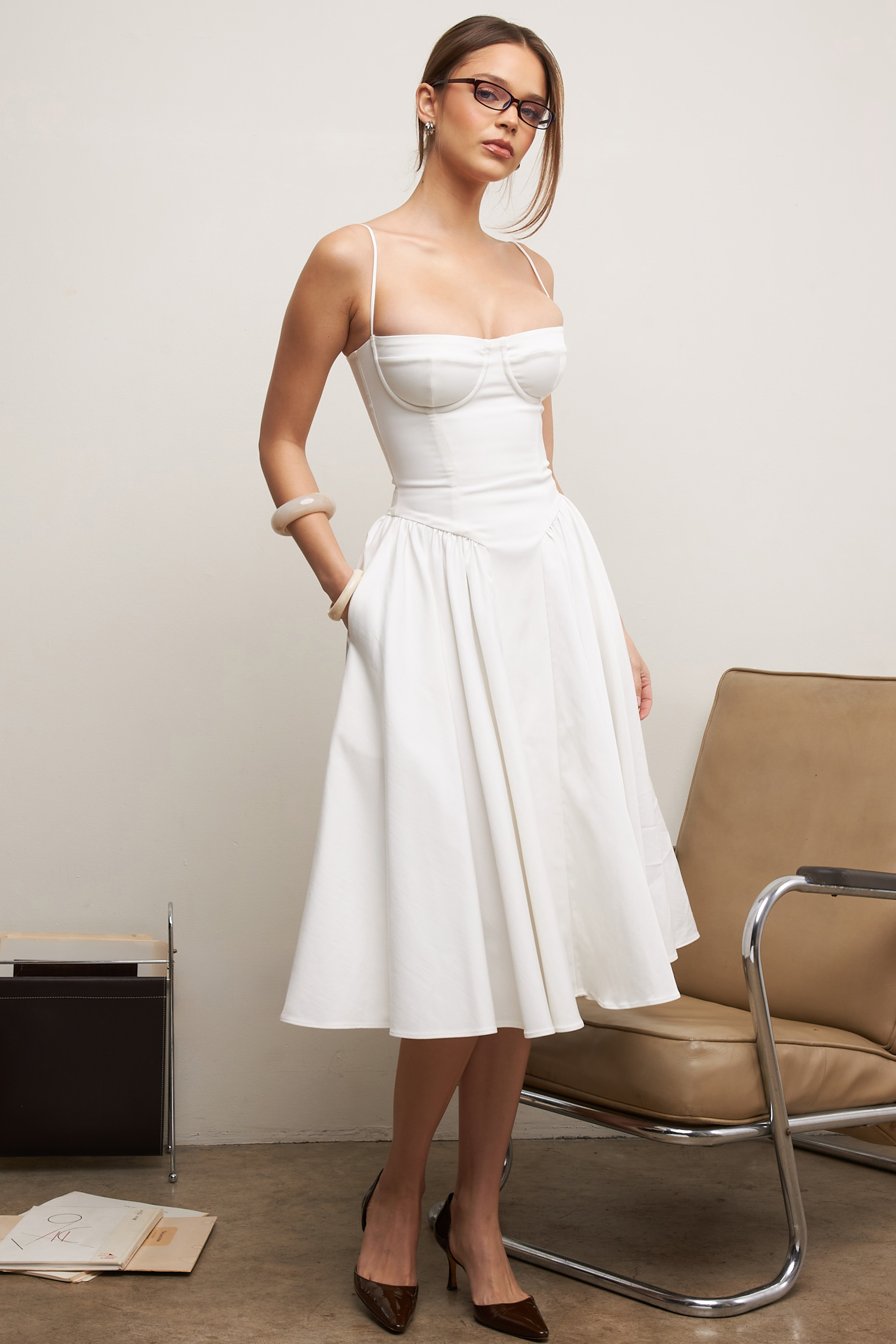 Samaria White Corset Midi Dress - luluinthesky