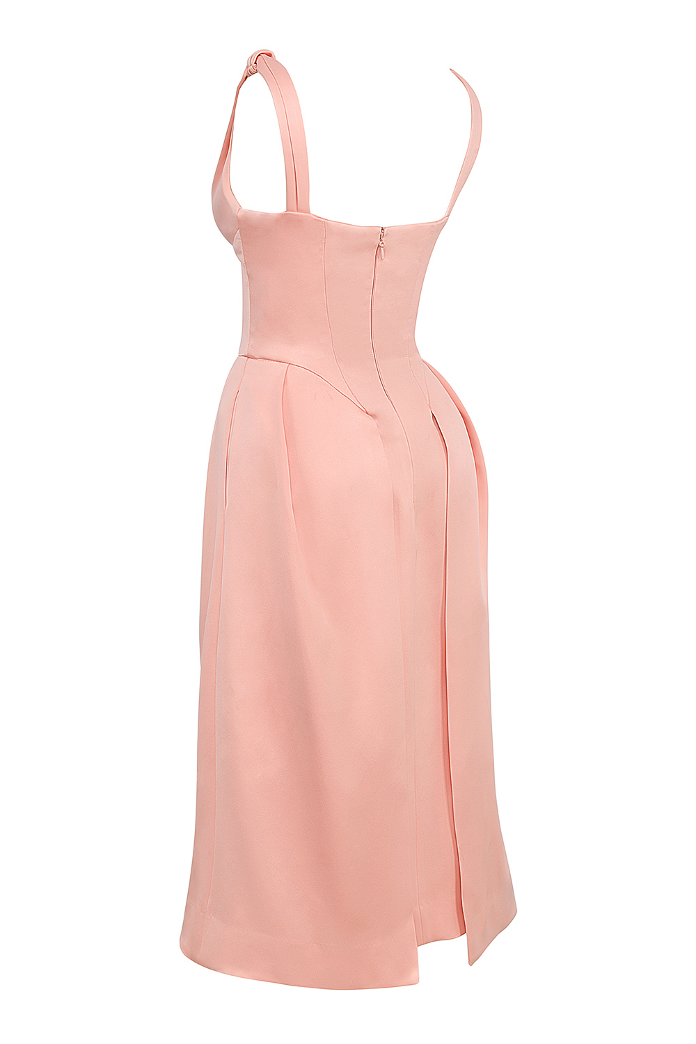 Paloma Peach Satin Pleated Midi Dress - SALE - luluinthesky