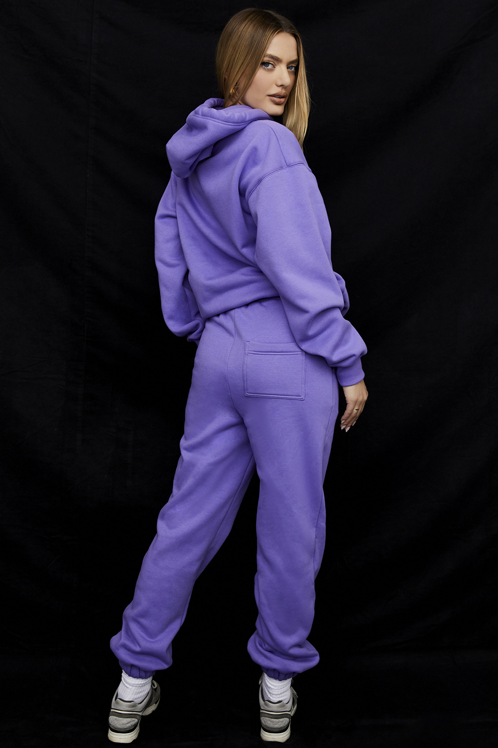 Sky Purple Fleece Back Jogging Trousers - luluinthesky