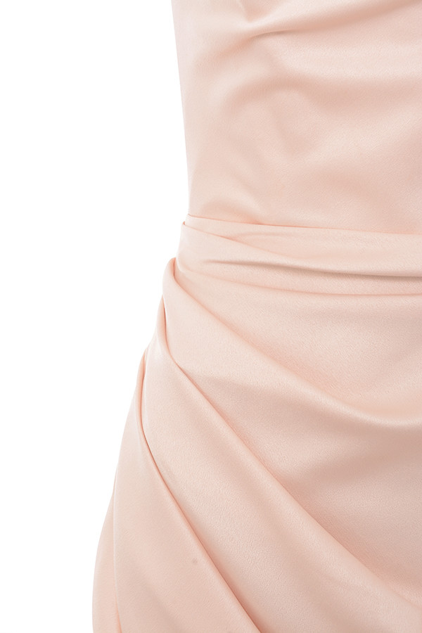 Adrienne Champagne Satin Strapless Gown - luluinthesky