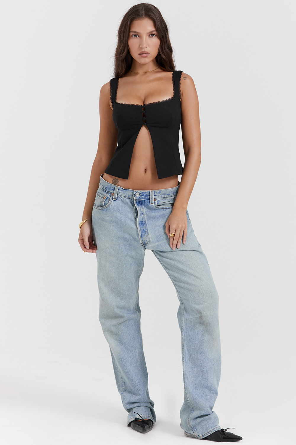 Noura Black Lace Trim Top - luluinthesky