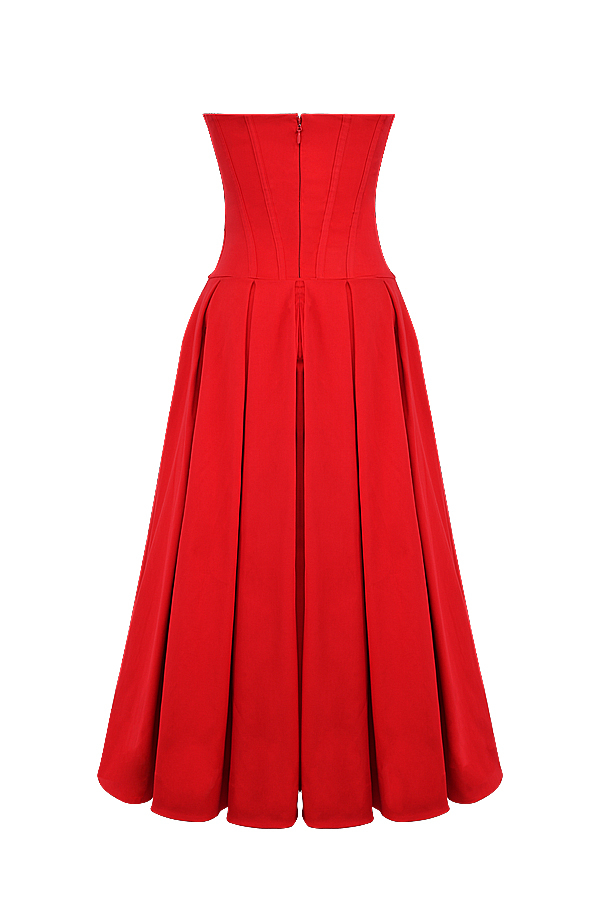 Lady Scarlet Strapless Midi Dress - luluinthesky