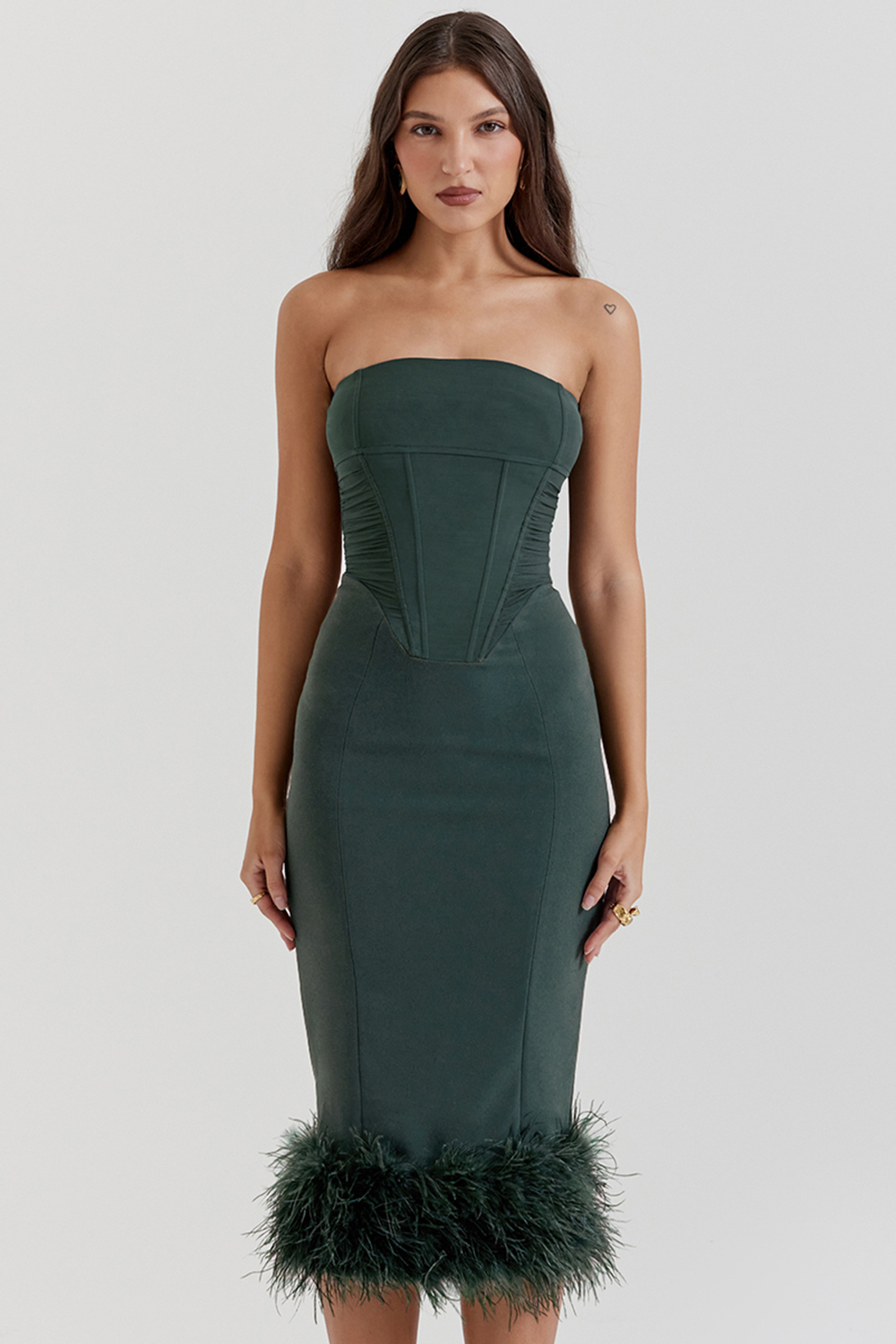 Fionula Emerald Green Strapless Corset Dress - luluinthesky