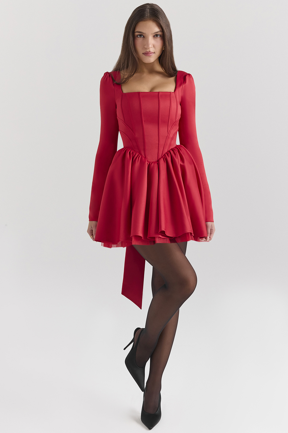 Nina Holly Red Removable Bow Tulle Mini Dress - SALE - luluinthesky