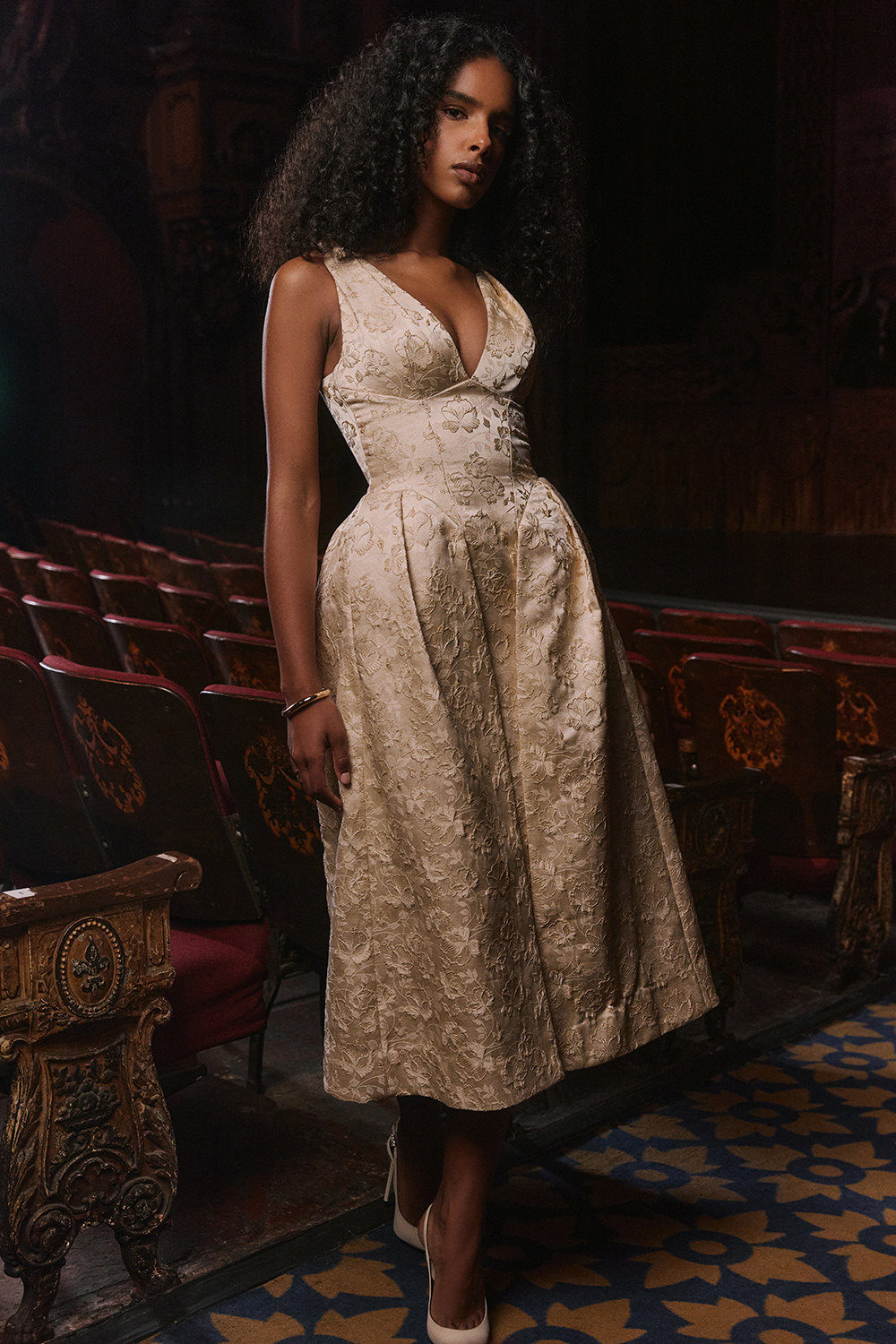 Paloma Ivory Metallic Jacquard Midi Dress - SALE - luluinthesky