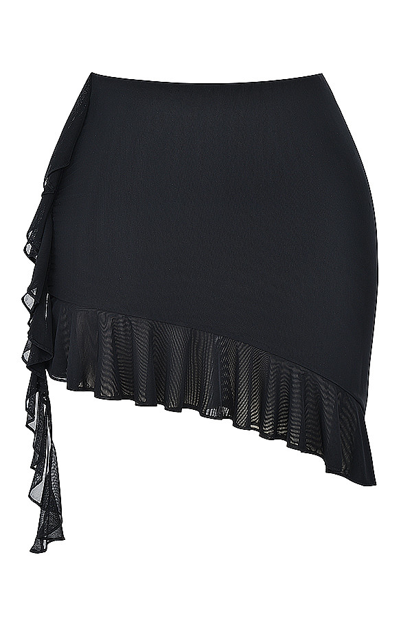 Mistress Rocks Black Ruffle Asymmetric Mini Skirt - SALE - luluinthesky