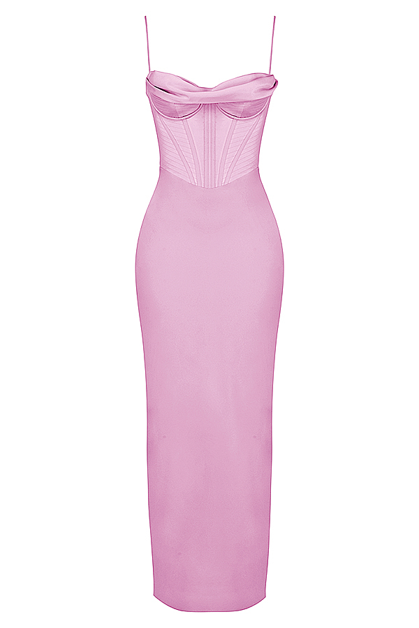 Charmaine Pink Corset Maxi Dress - luluinthesky