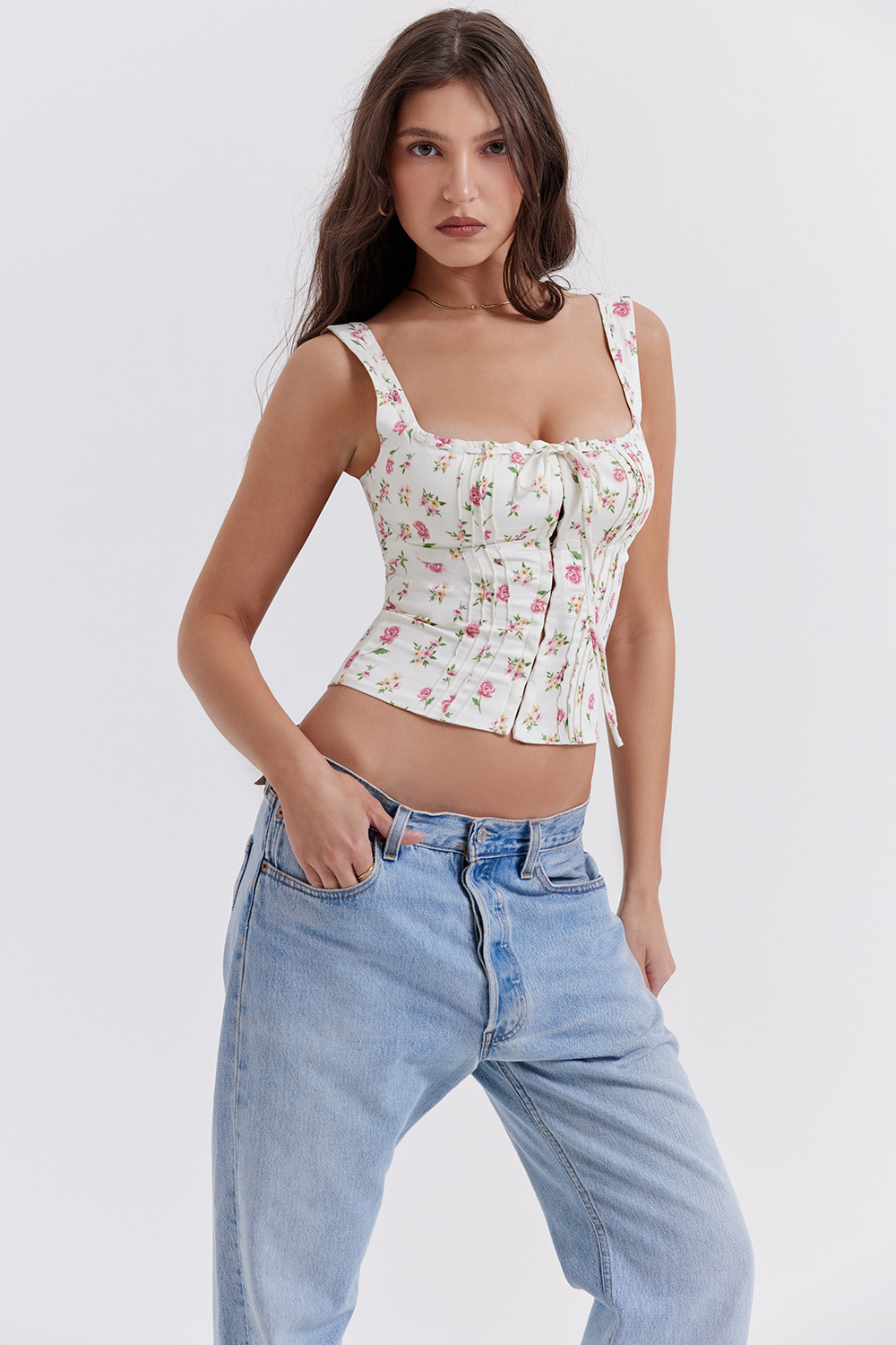 Chicca Rose Print Floral Top - luluinthesky