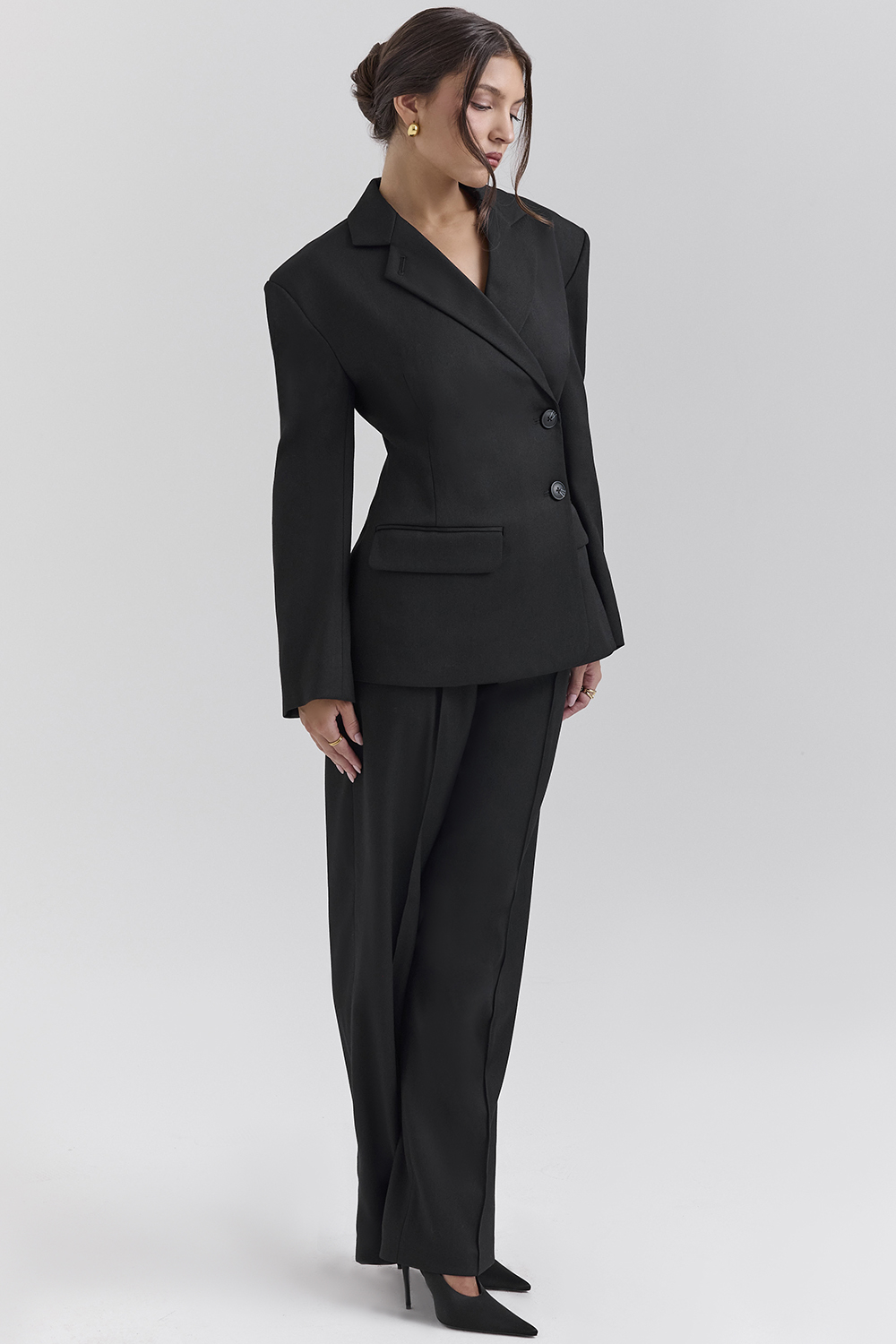 Hayden Black Wide Leg High Waist Tailored Trousers - luluinthesky