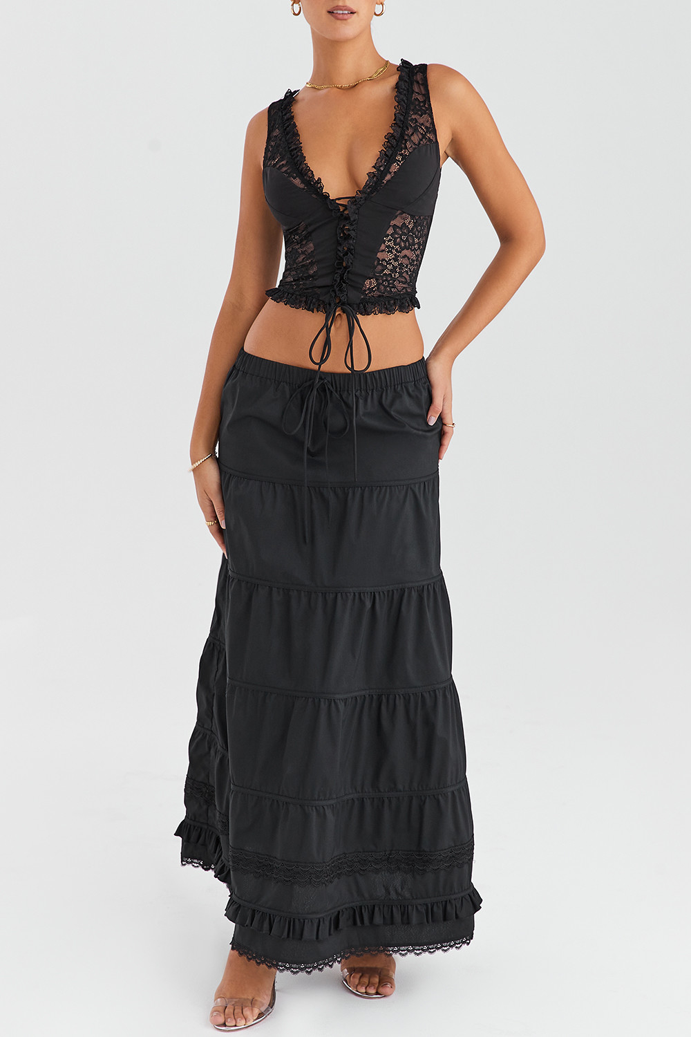 Mistress Rocks Black Panelled Maxi Skirt - SALE - luluinthesky