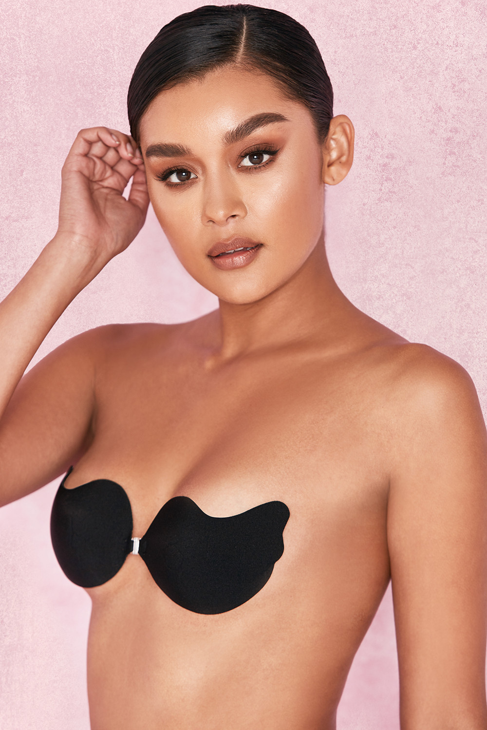 VFront Fastening Moulded Microfibre  Bra - Black - luluinthesky