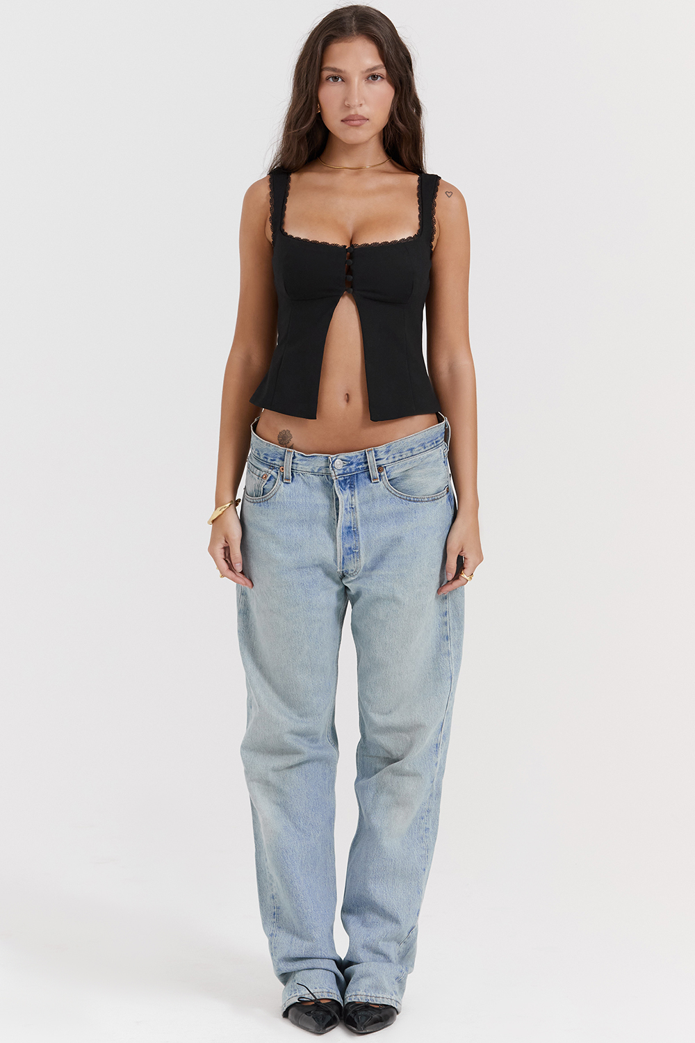 Noura Black Lace Trim Top - luluinthesky