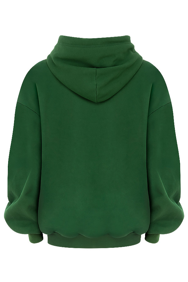 Halo Green Cotton Fleece-Back Oversized Hoodie - luluinthesky