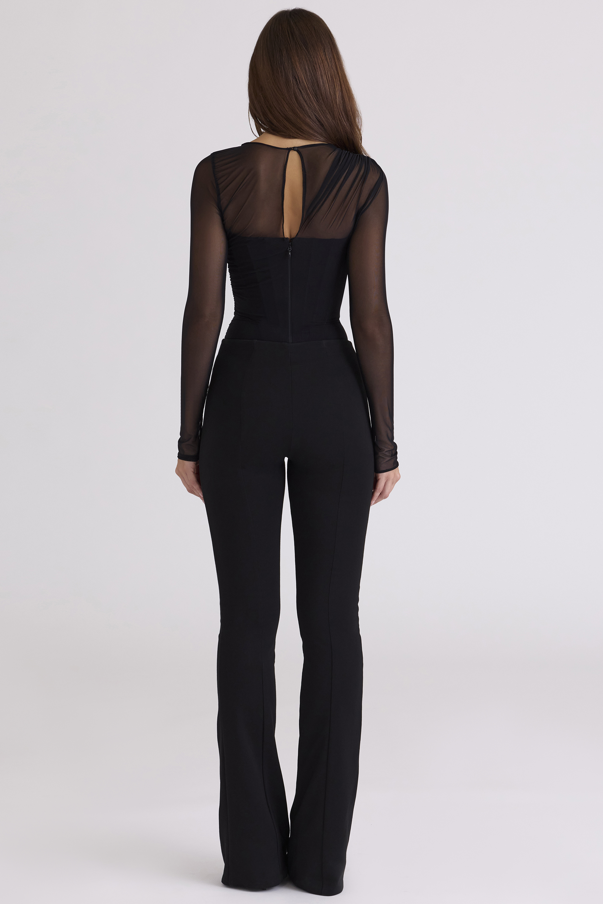 Orelia Black Draped Mesh Bodysuit - luluinthesky