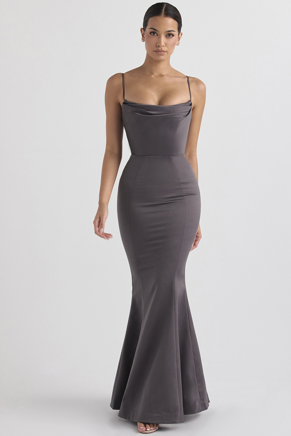 Violette Shadow Satin Fishtail Gown - luluinthesky