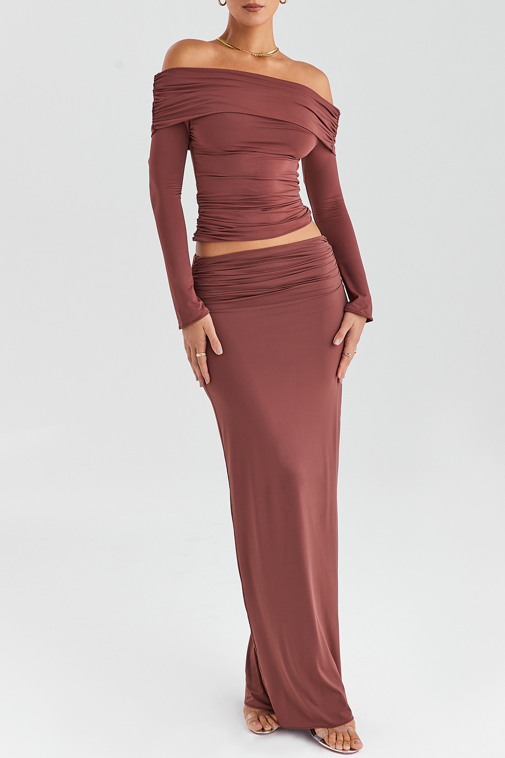 Mistress Rocks Coffee Gathered Maxi Skirt - SALE - luluinthesky