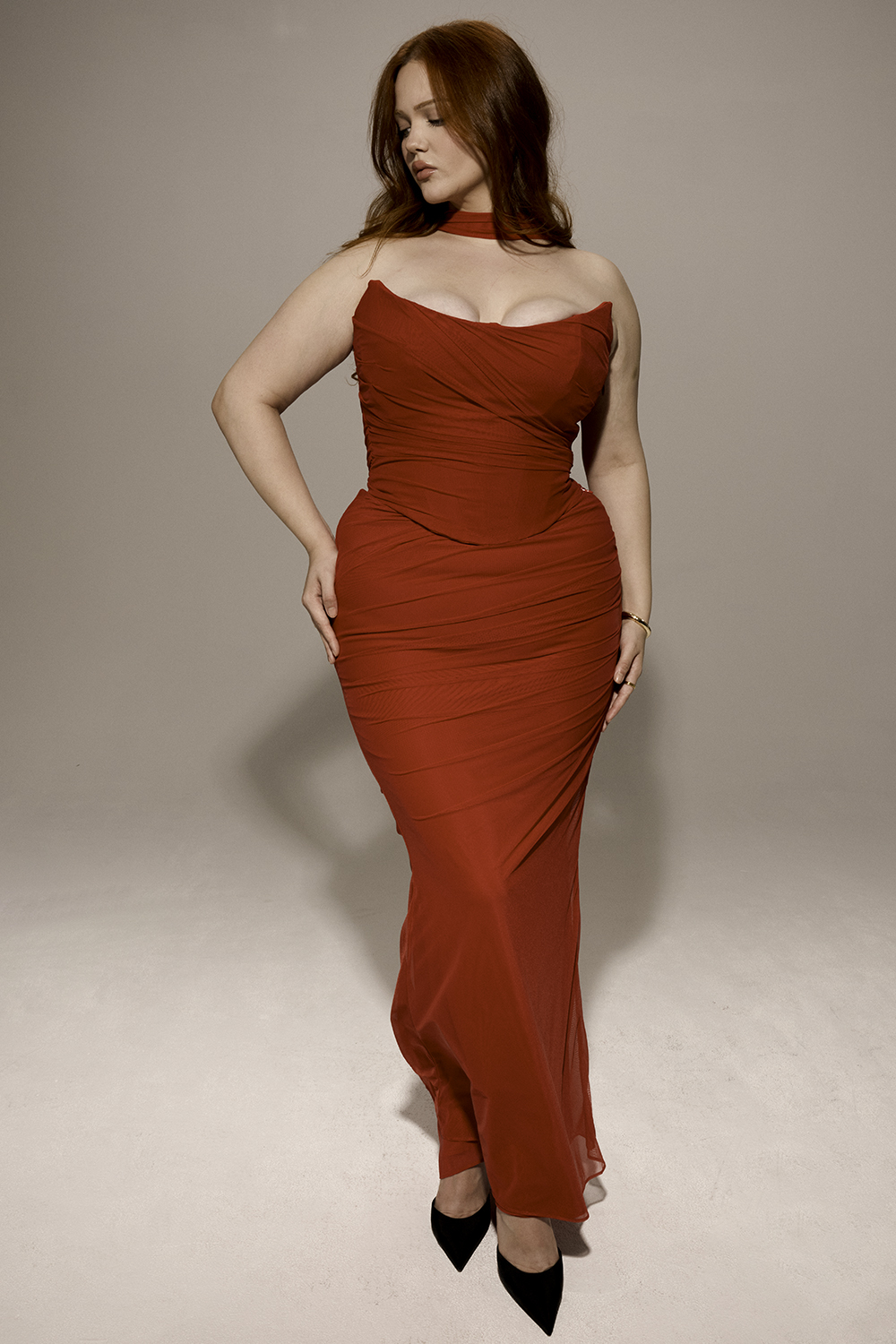 Hallie Holly Red Strapless Corset Top with Detachable Neck Scarf - luluinthesky