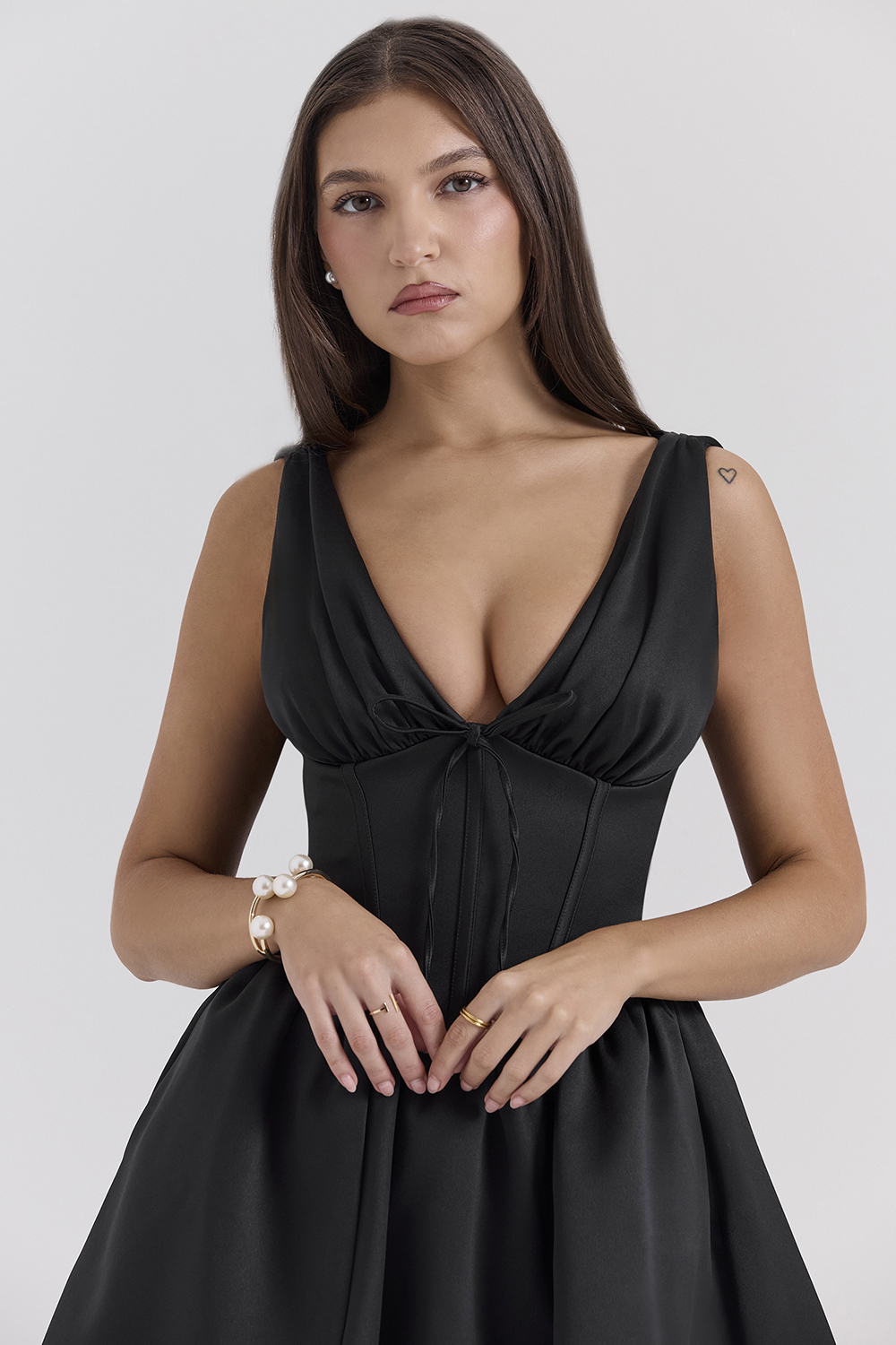 Emmeliette Black Satin Mini Dress - SALE - luluinthesky