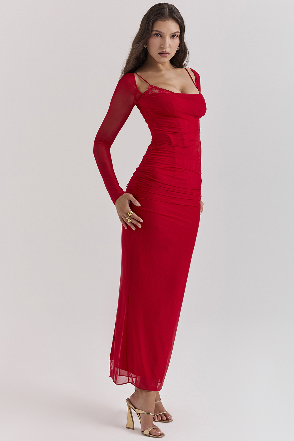 Katarina Scarlet Long Sleeve Maxi Dress - luluinthesky