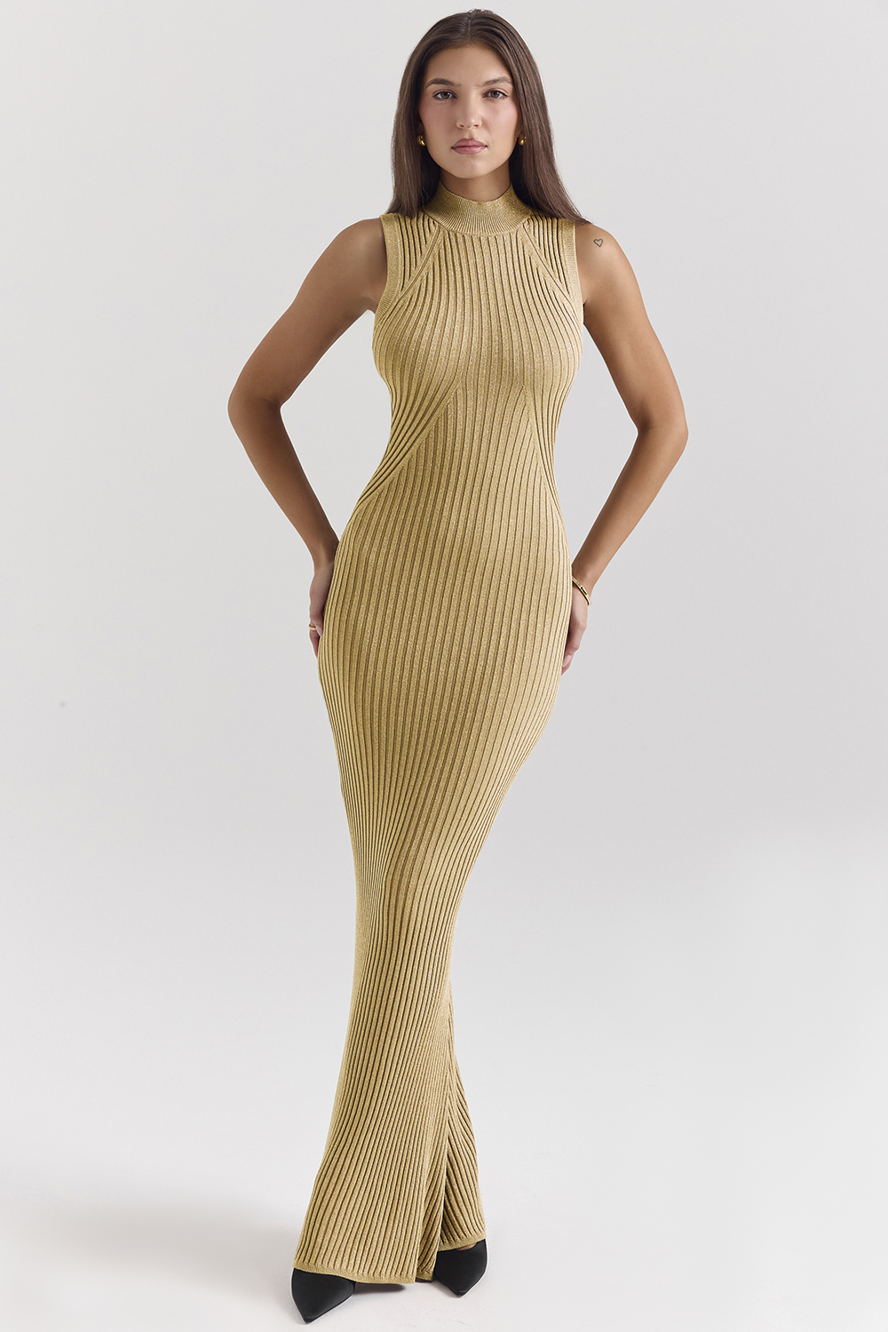 Emmie Gold Metallic Maxi Dress - luluinthesky