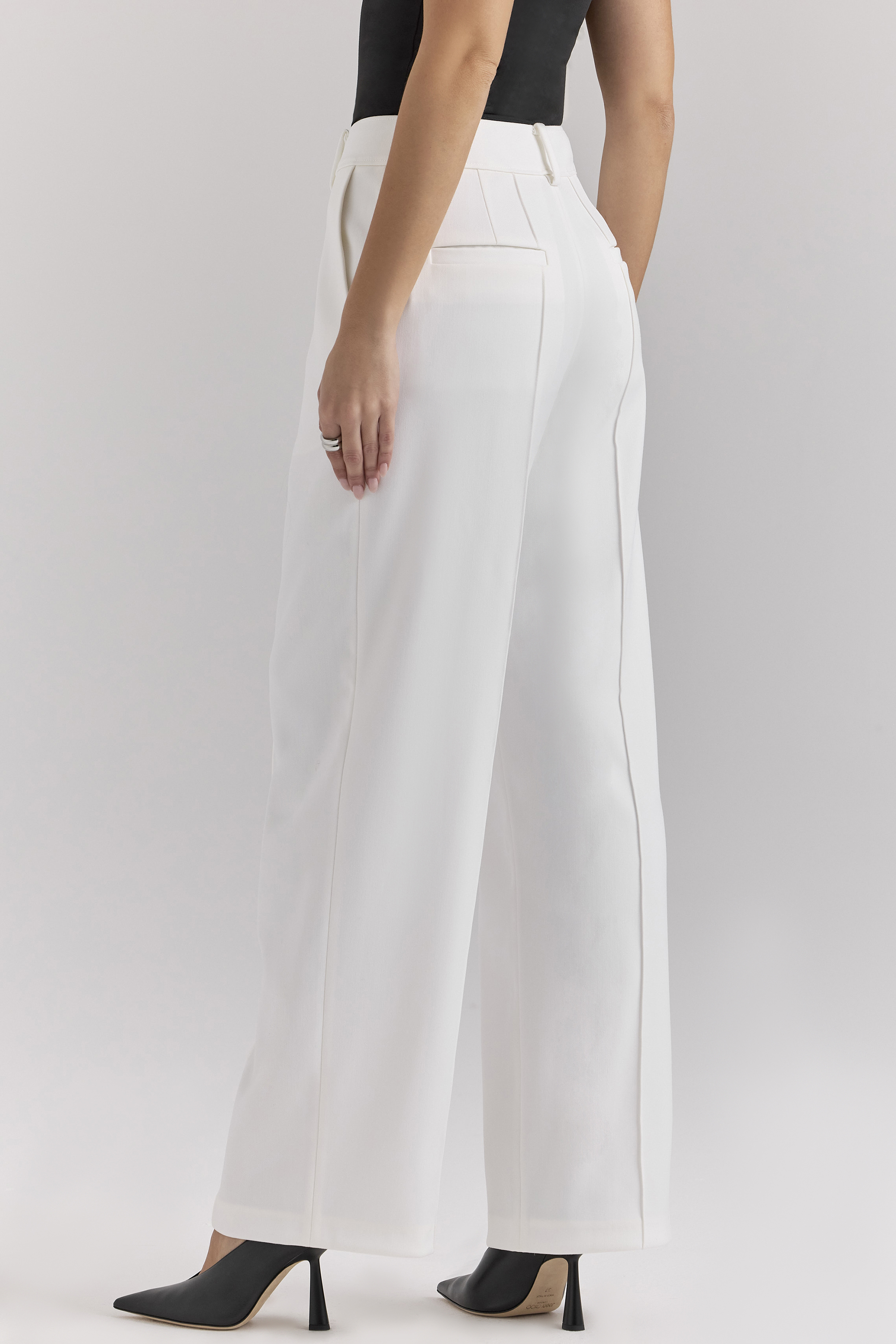 Hayden White Wide Leg High Waist Tailored Trousers - luluinthesky