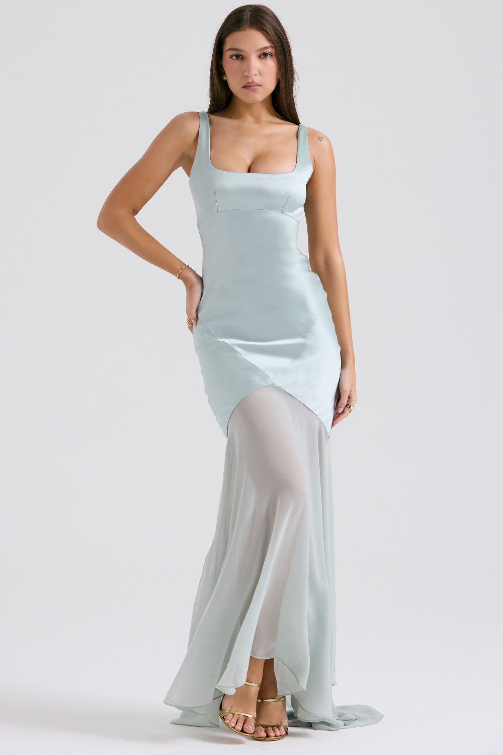 Vittoria Pistachio Chiffon Floor Length Gown - luluinthesky