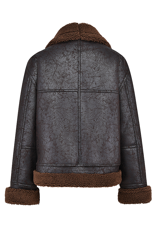 Madden Brown Vegan Shearling Aviator Jacket - luluinthesky