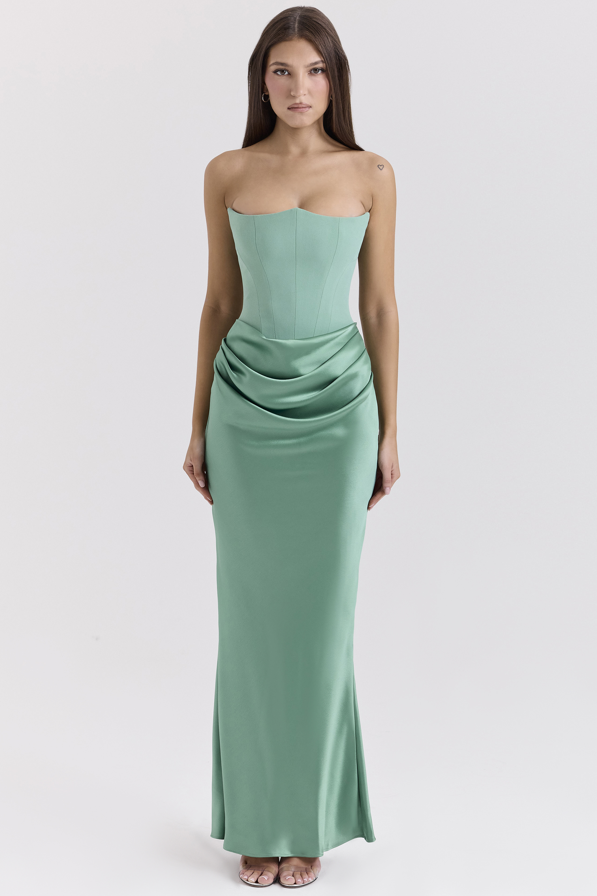 Persephone Jade Strapless Corset Maxi Dress - luluinthesky