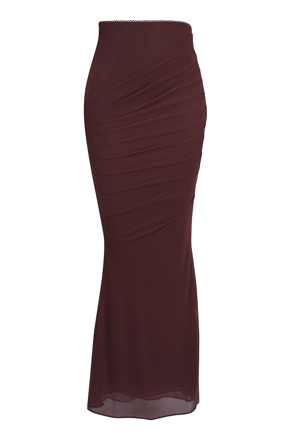 Cassidy Cabernet Fluted Hem Mesh Maxi Skirt - luluinthesky