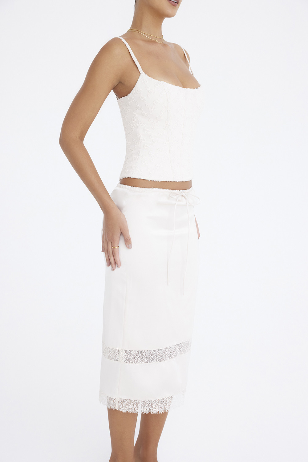 Mistress Rocks Oat Lace Trim Midi Skirt - SALE - luluinthesky