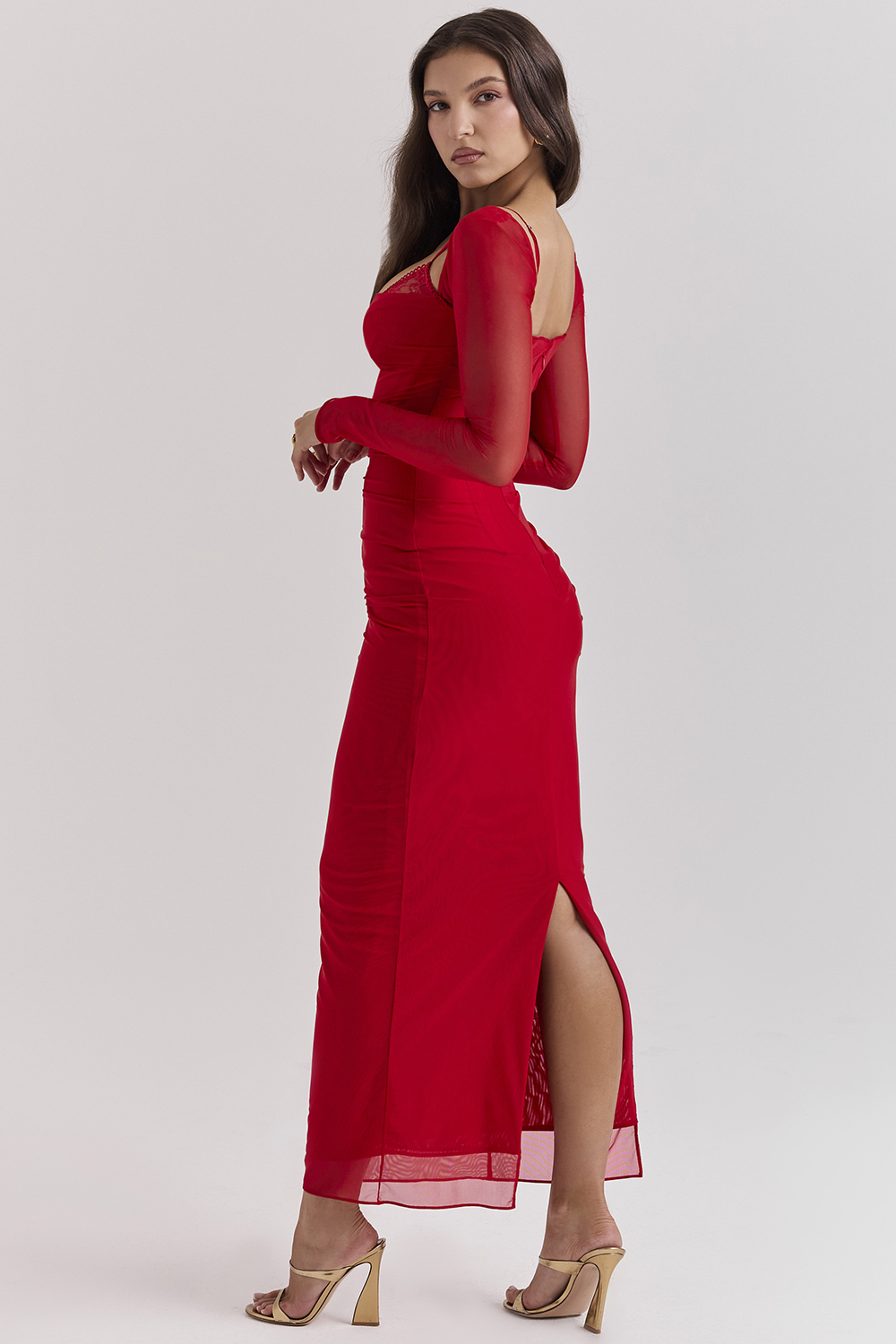 Katarina Scarlet Long Sleeve Maxi Dress - luluinthesky