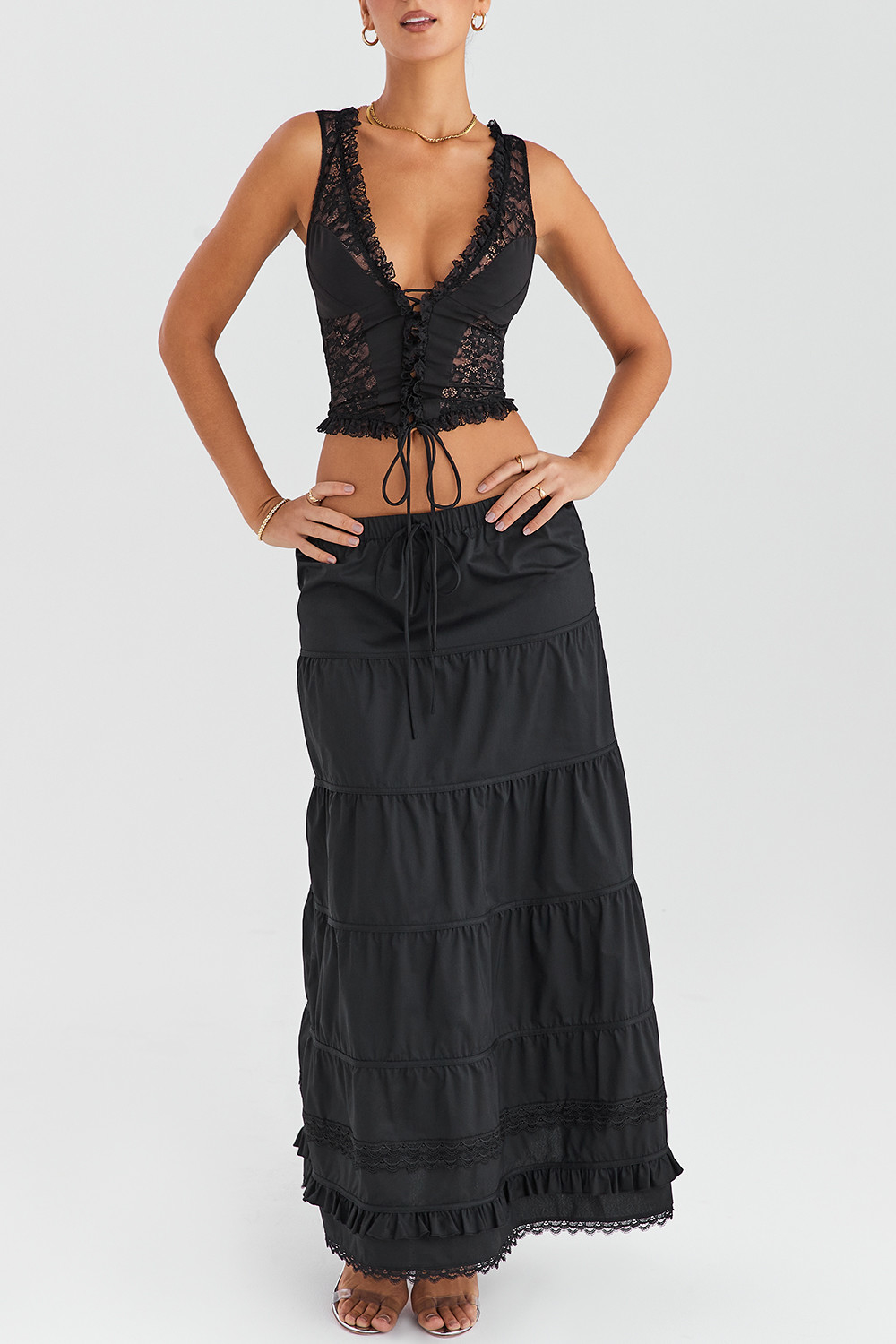 Mistress Rocks Black Panelled Maxi Skirt - SALE - luluinthesky