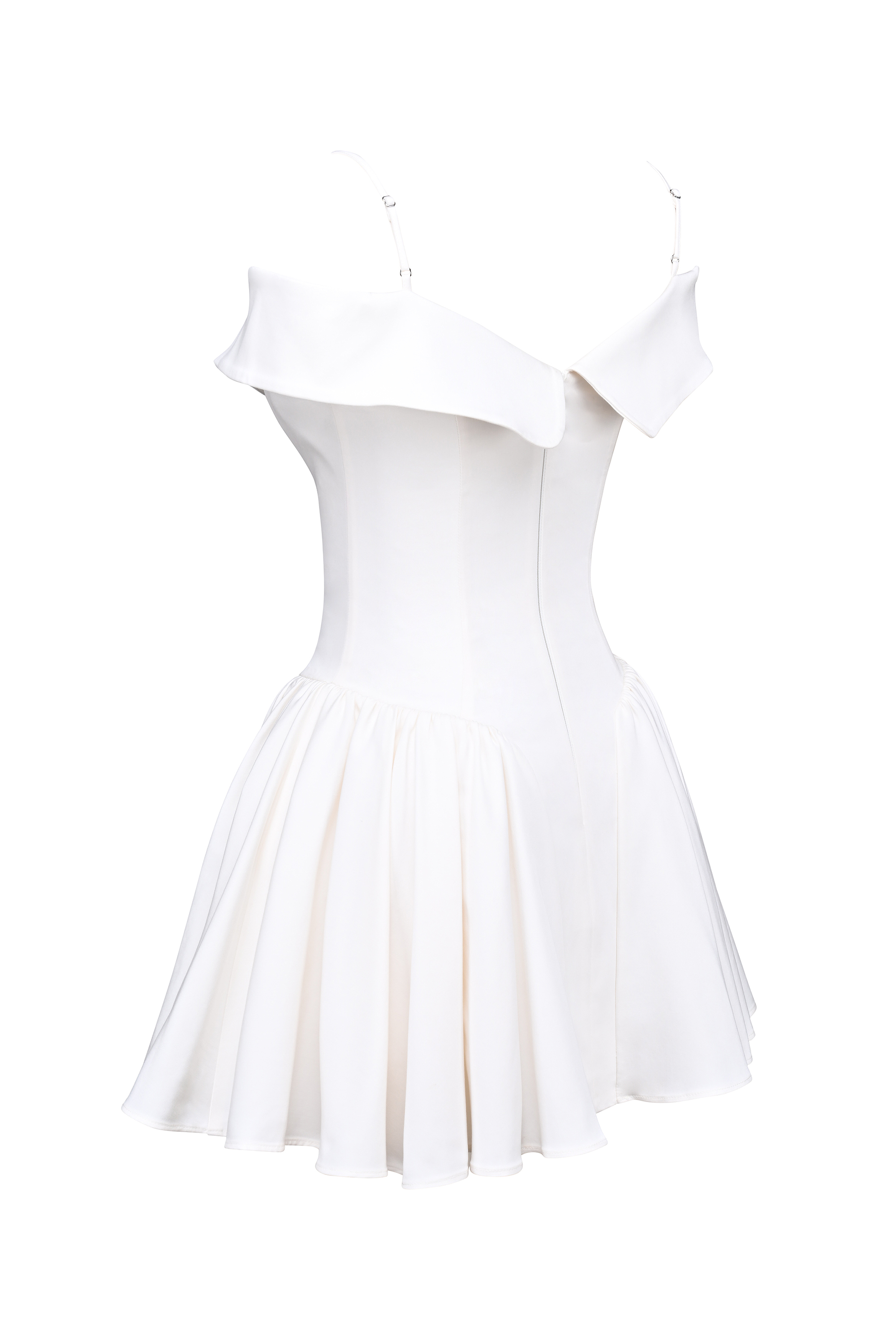 Elida White Twill Off Shoulder Mini Dress - luluinthesky