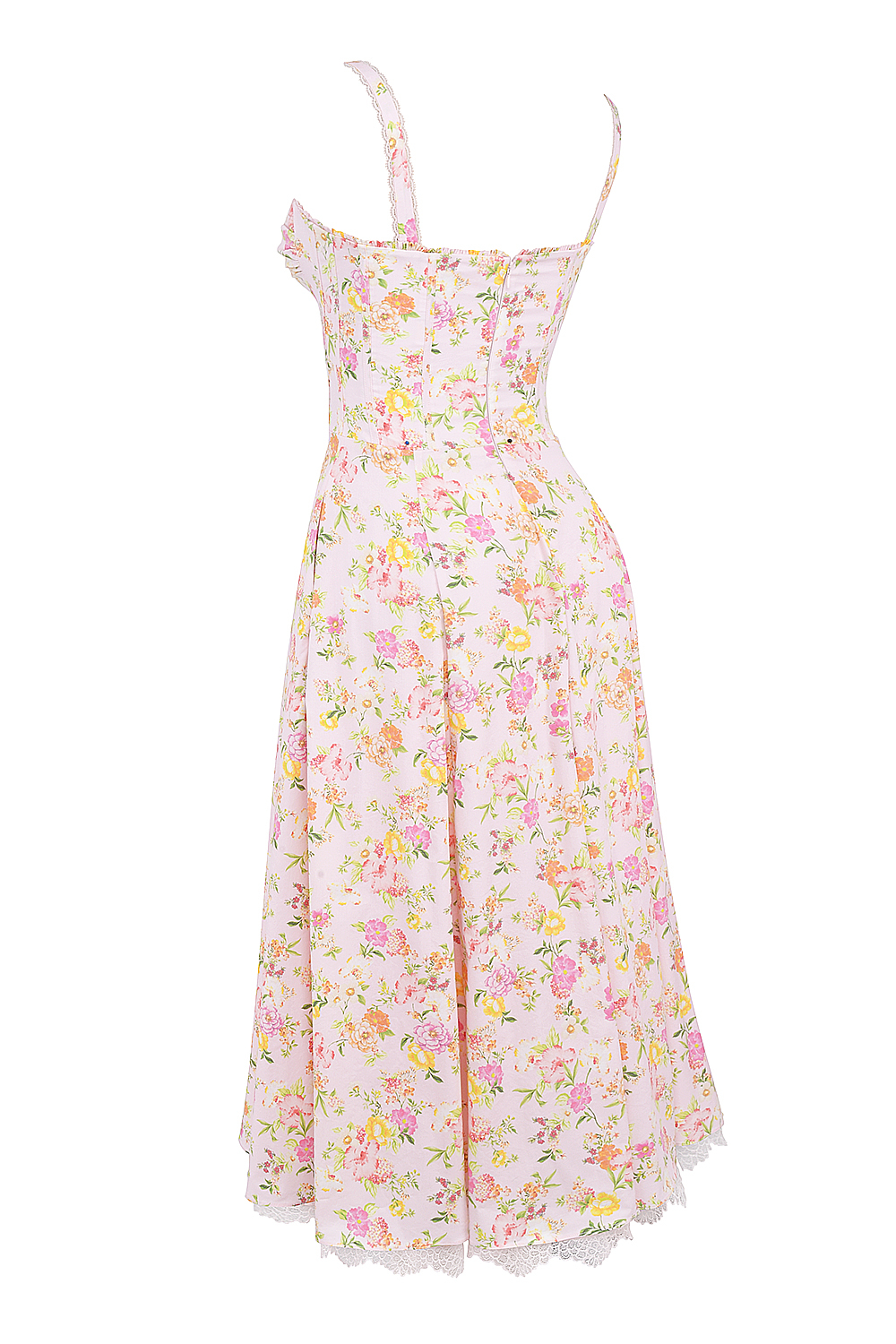 Rosalee Pink Meadow Print Cotton Bustier Sundress - luluinthesky