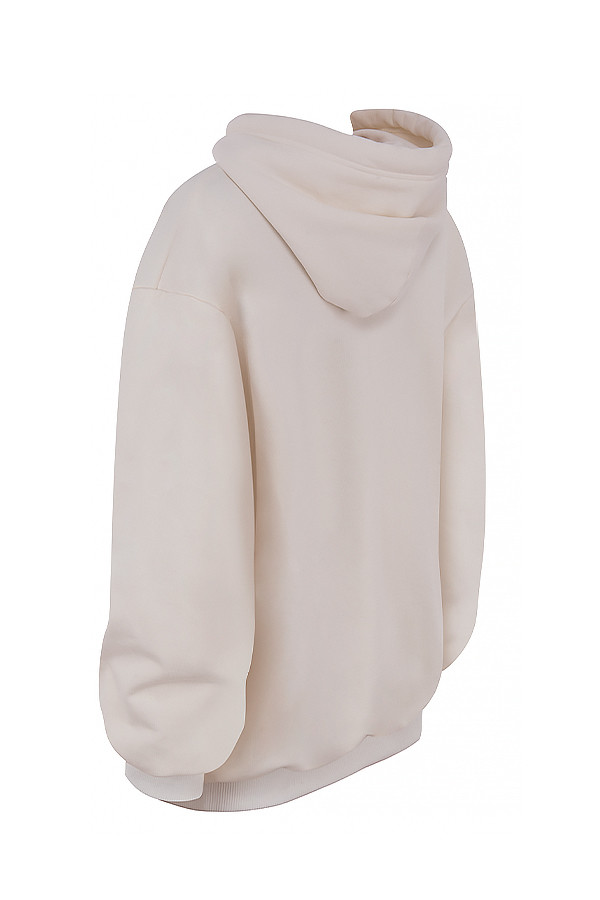 Halo Off White Cotton Fleece-Back Oversized Hoodie - luluinthesky